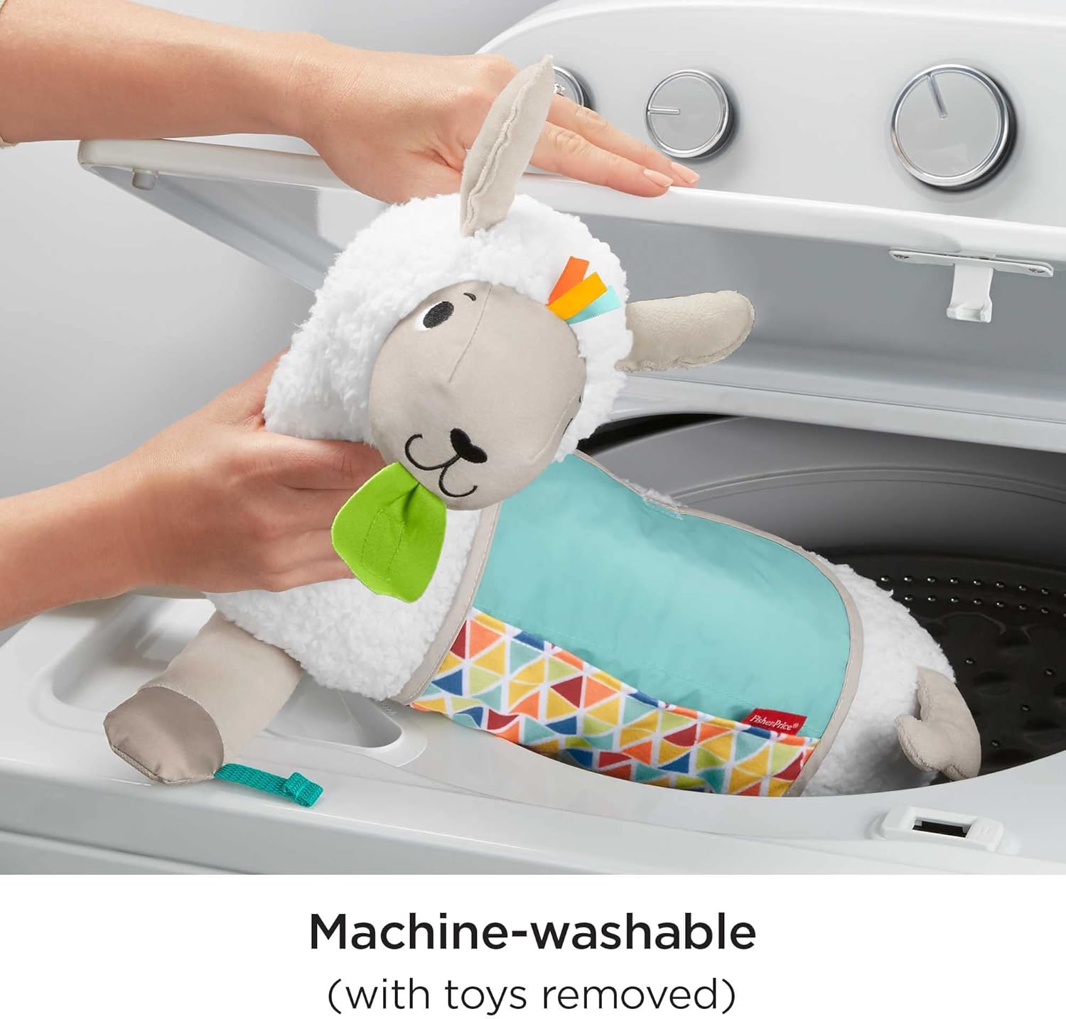 Thumbnail 4 de Fisher-Price Tummy Time Llama Plush (GLK39) grow-with-me baby toy with rattle, mirror & teether