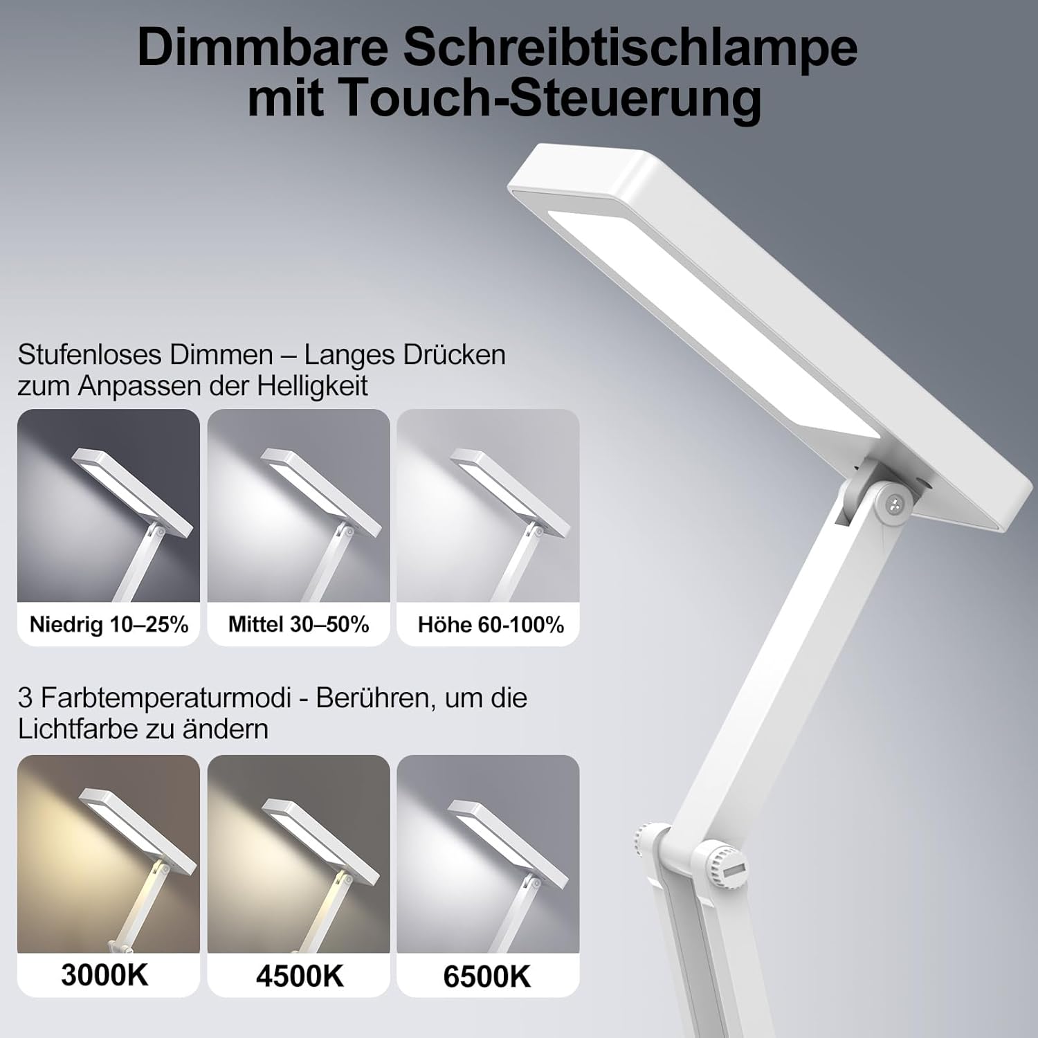 Detalle de Suright LED Tischlampe Kabellos 2400 mAh
