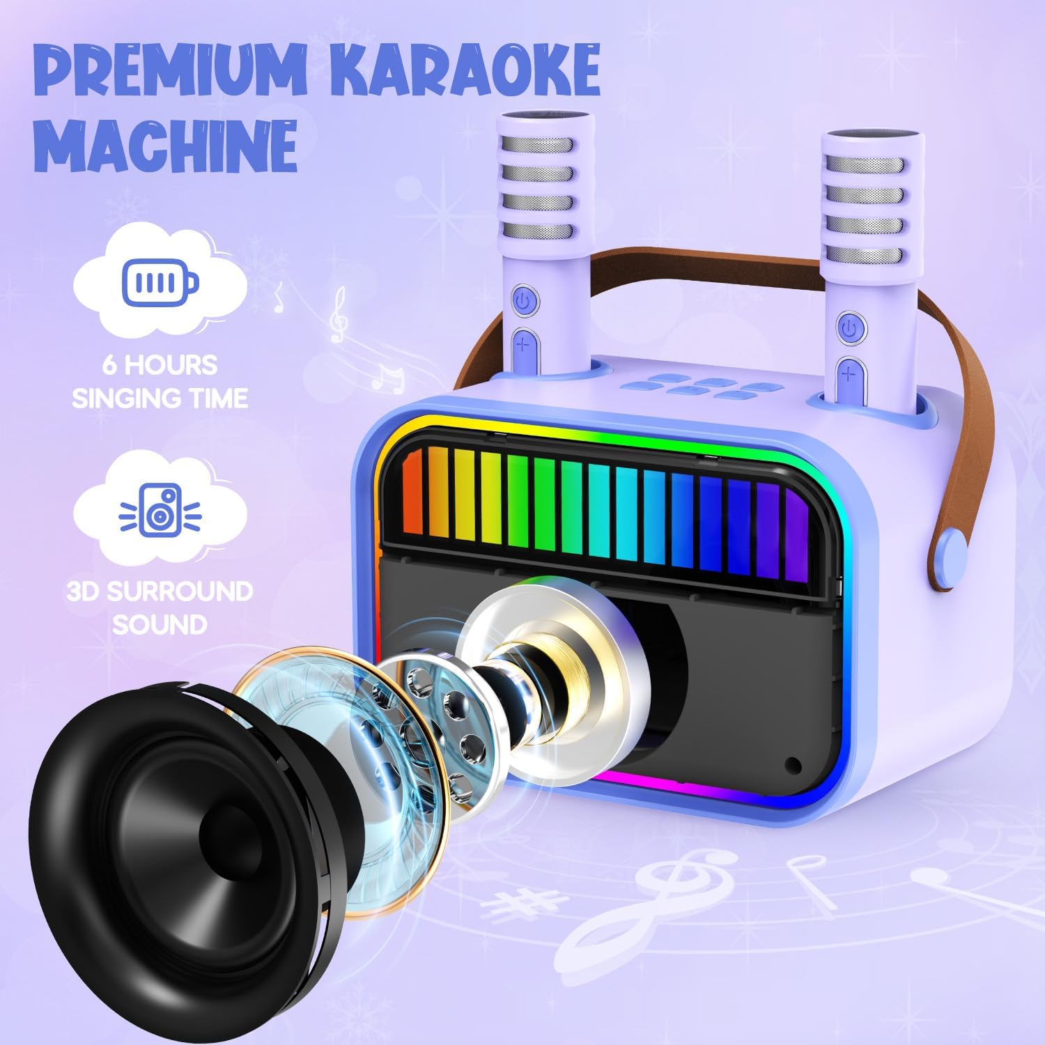 Detalle 2 de Karaoke portátil con 2 micrófonos 850 g