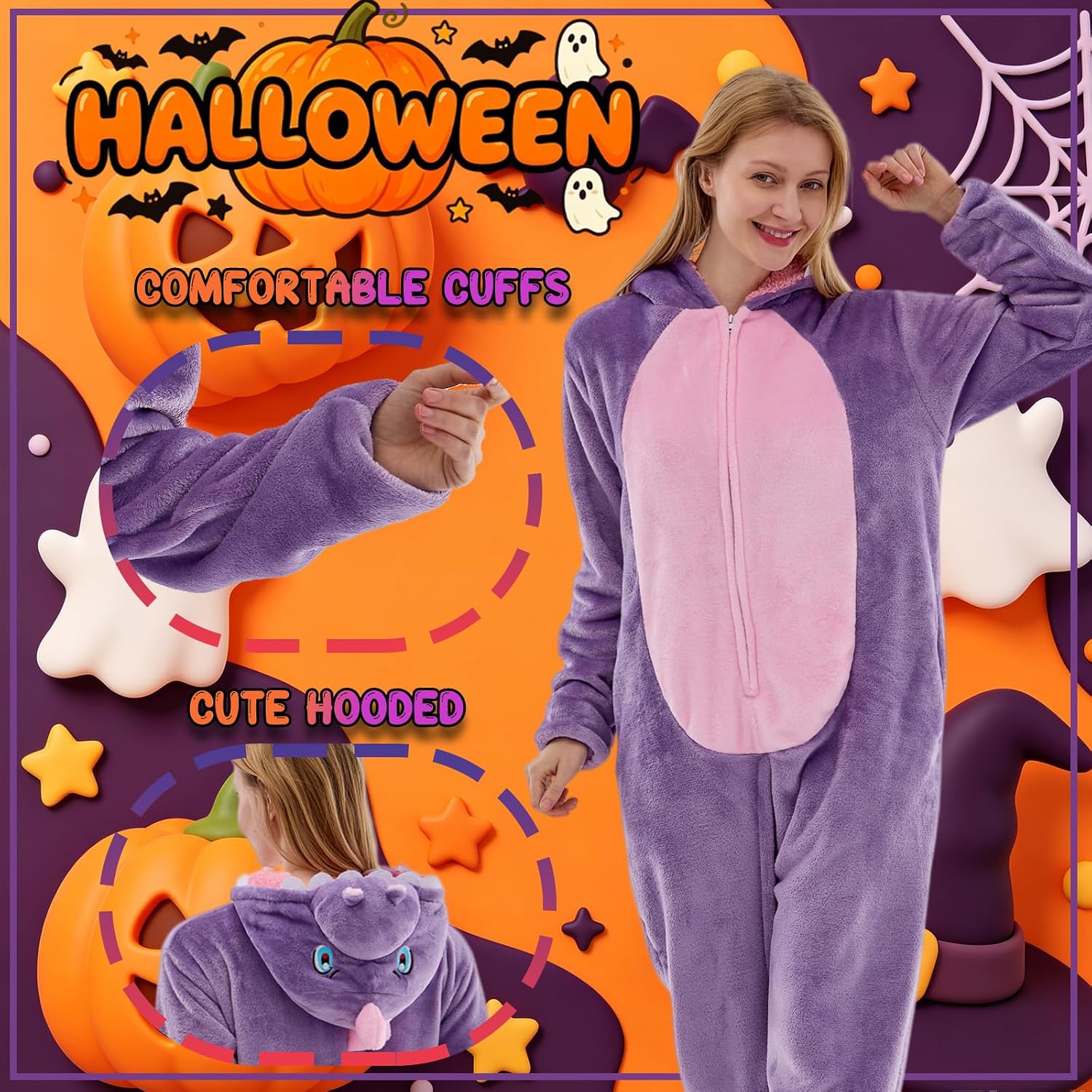 Detalle de Sokliro Adult Animal Onesie Pajamas, Unisex Hooded One-Piece Costume