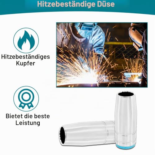 Detalle de EATBALE MIG/MAG-Gasdüsen für 25MB/AK25-Brenner, konisch, 6 Stück mit Schlüssel