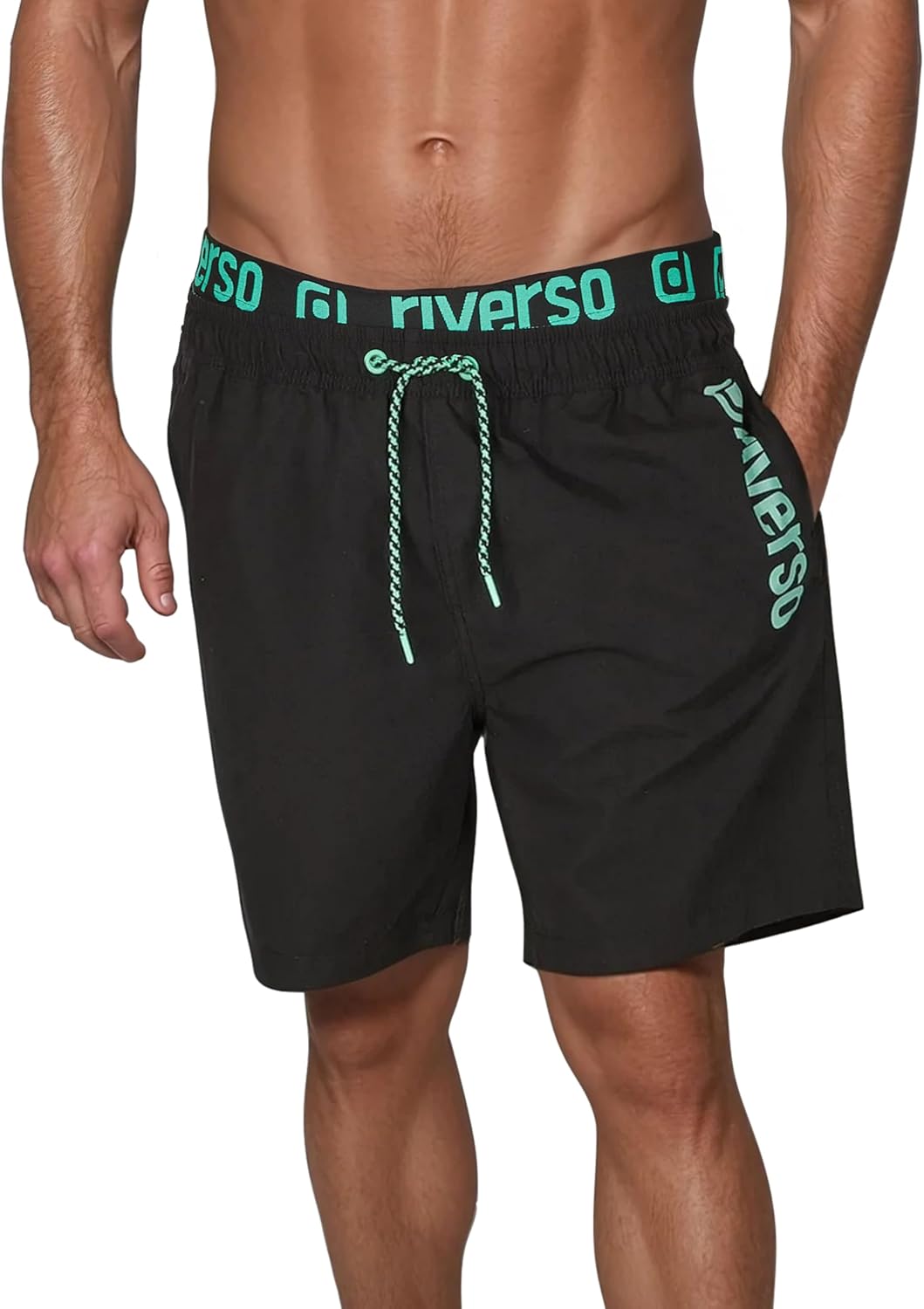 Detalle de riverso Herren Badehose RIVBobby Regular Fit – Schnelltrocknend, elastischer Bund, Mesh-Innenfutter