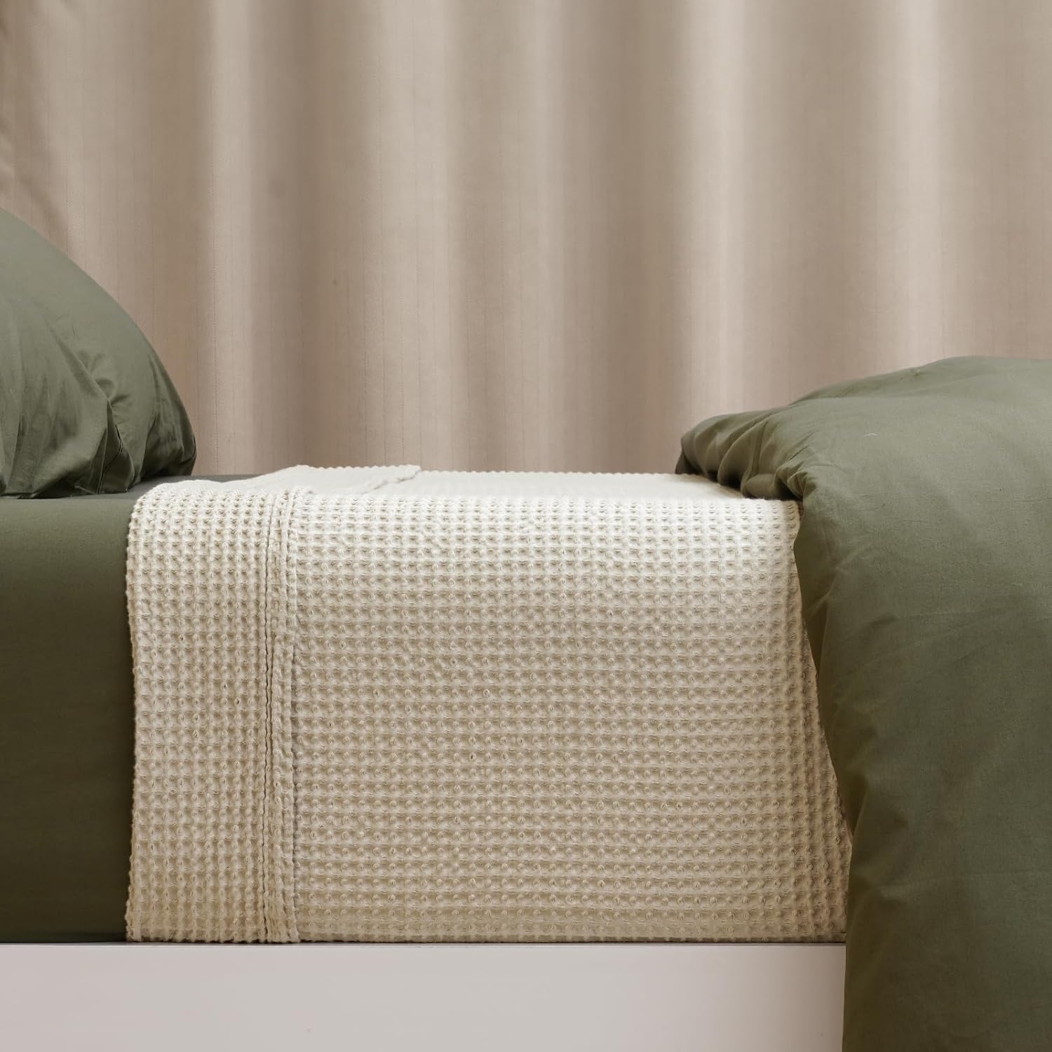 Thumbnail 6 de PHF 100% Cotton Waffle Weave Blanket King Size (220 x 240 cm)
