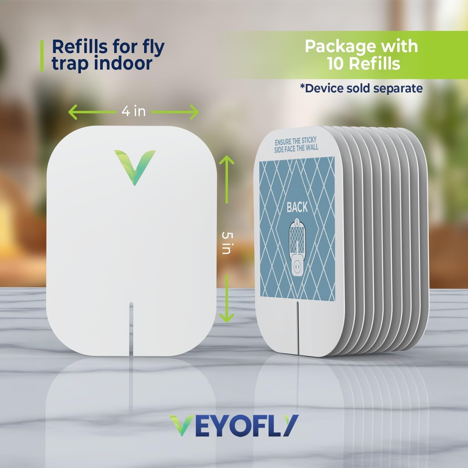 Detalle de VEYOFLY VF01_refill Fruit Fly Trap Refills, 10-Pack, White Adhesive Boards
