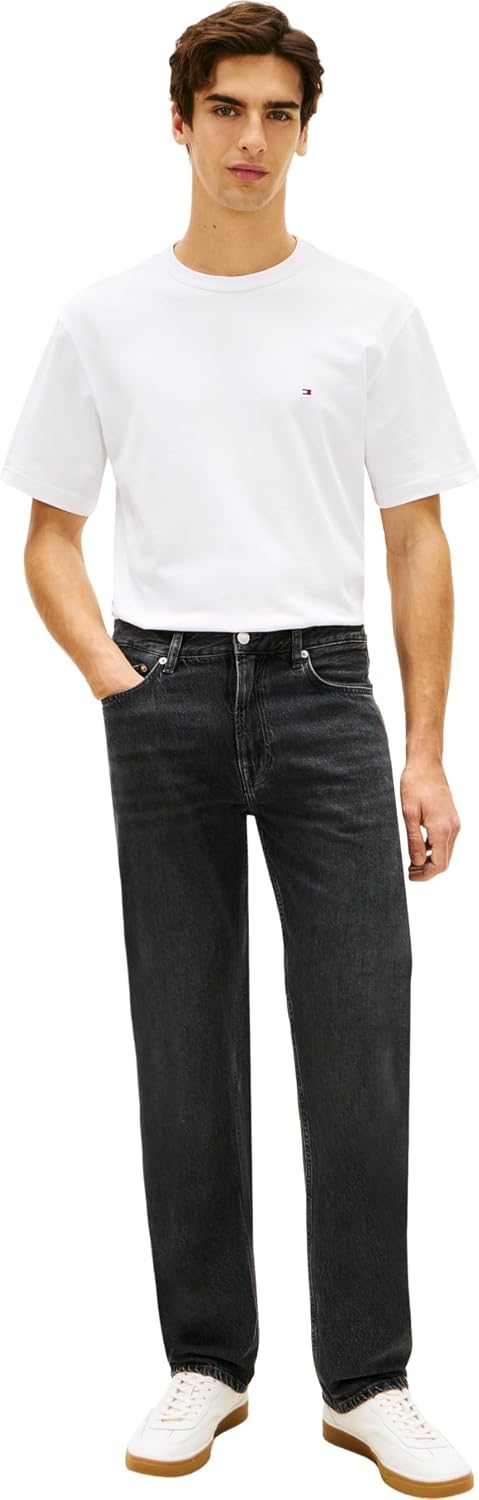Detalle de Tommy Hilfiger Dover Regular Straight Dex Black – Jean droit pour homme