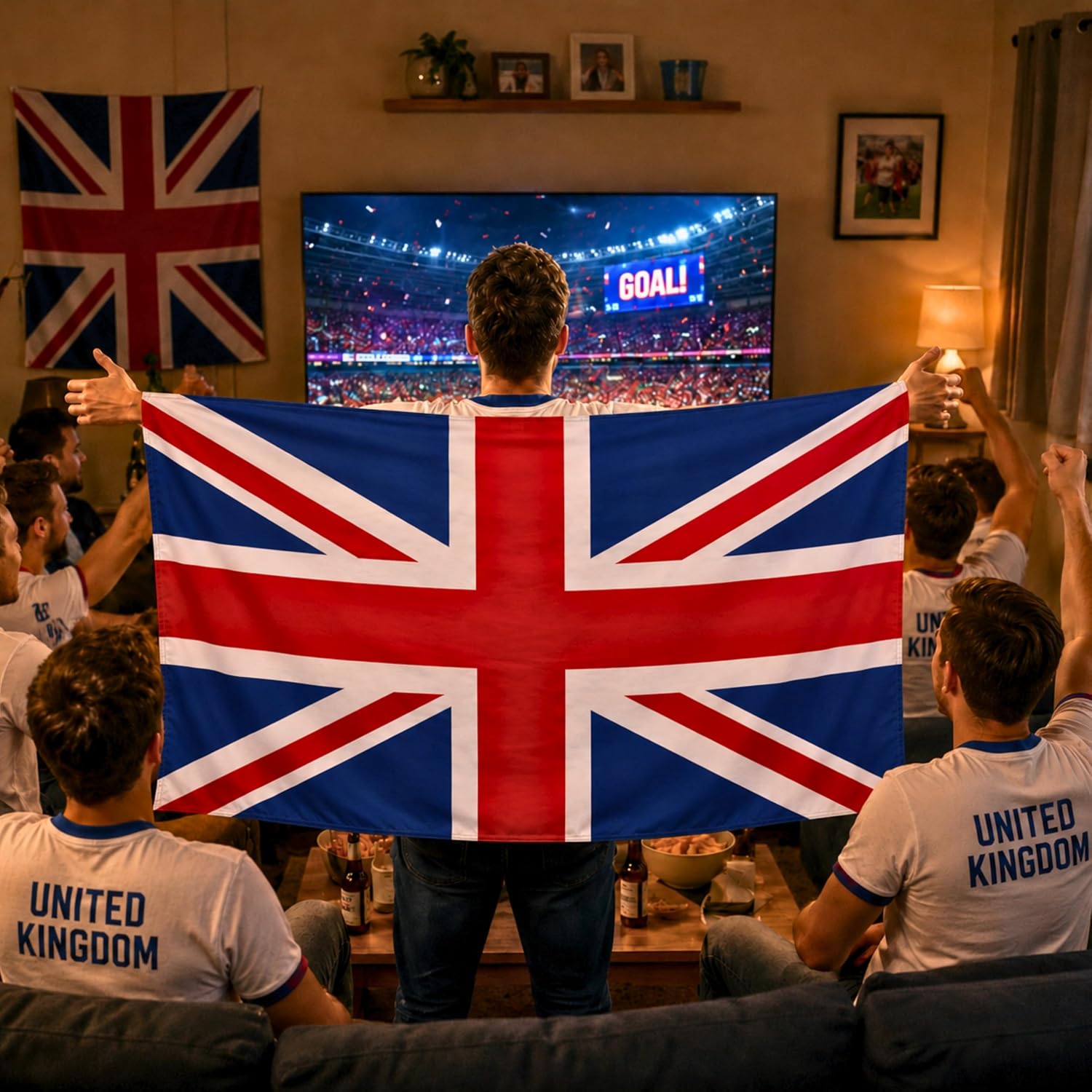 Detalle 2 de Union Jack Flag 5ft x 3ft with Sleeve – Large Wearable Polyester Flag for VE Day Celebrations and Events