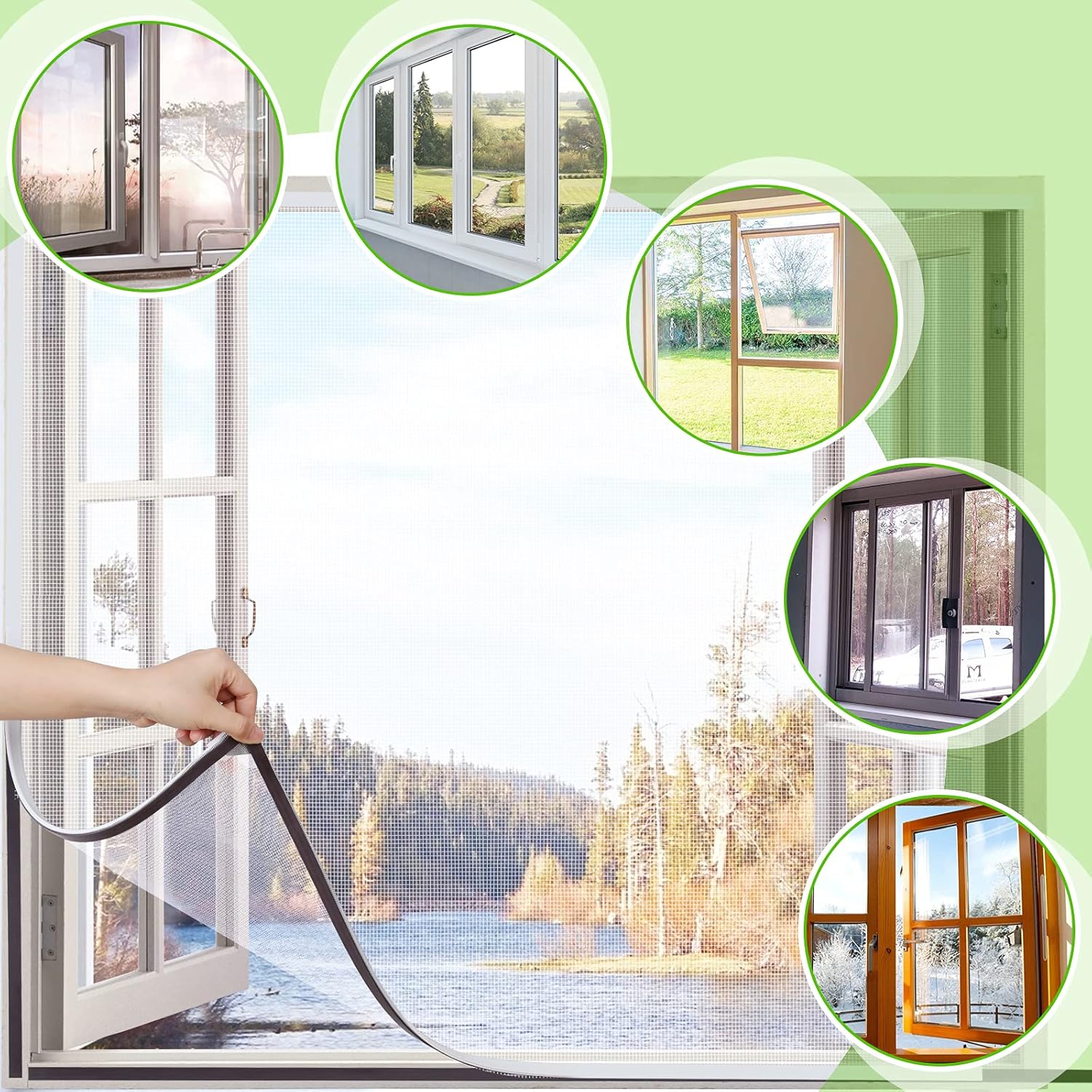 Thumbnail 5 de Magnetic Window Screen with Fibreglass Mesh (White frame, white net) – Uta uHom fly screen kit, up to 120 x 130cm