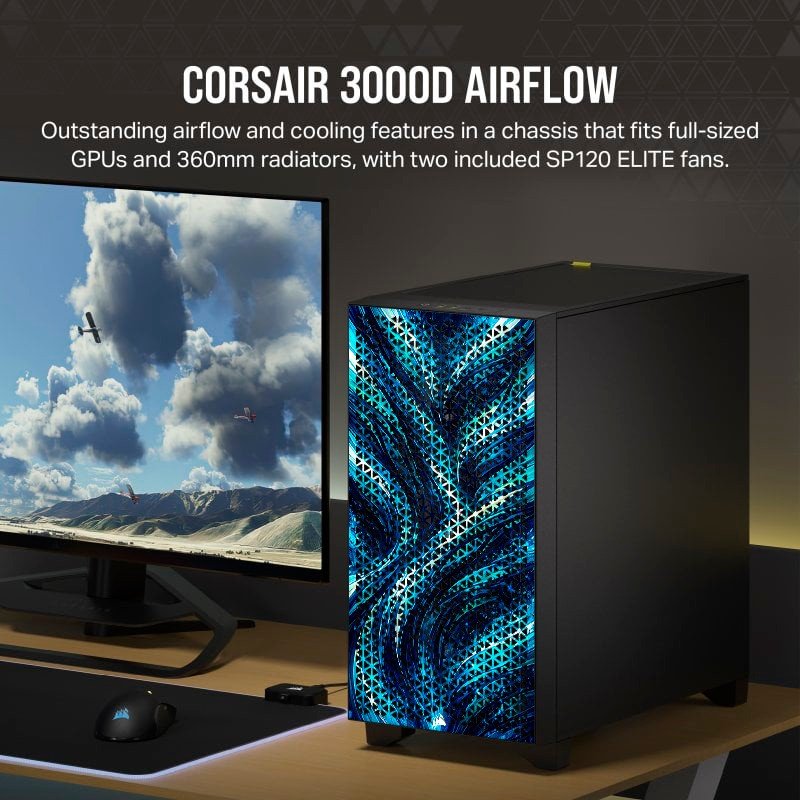 Detalle de Corsair 3000D AIRFLOW Cristal Templado USB 3.0 Negra Sea Edition by PcCom