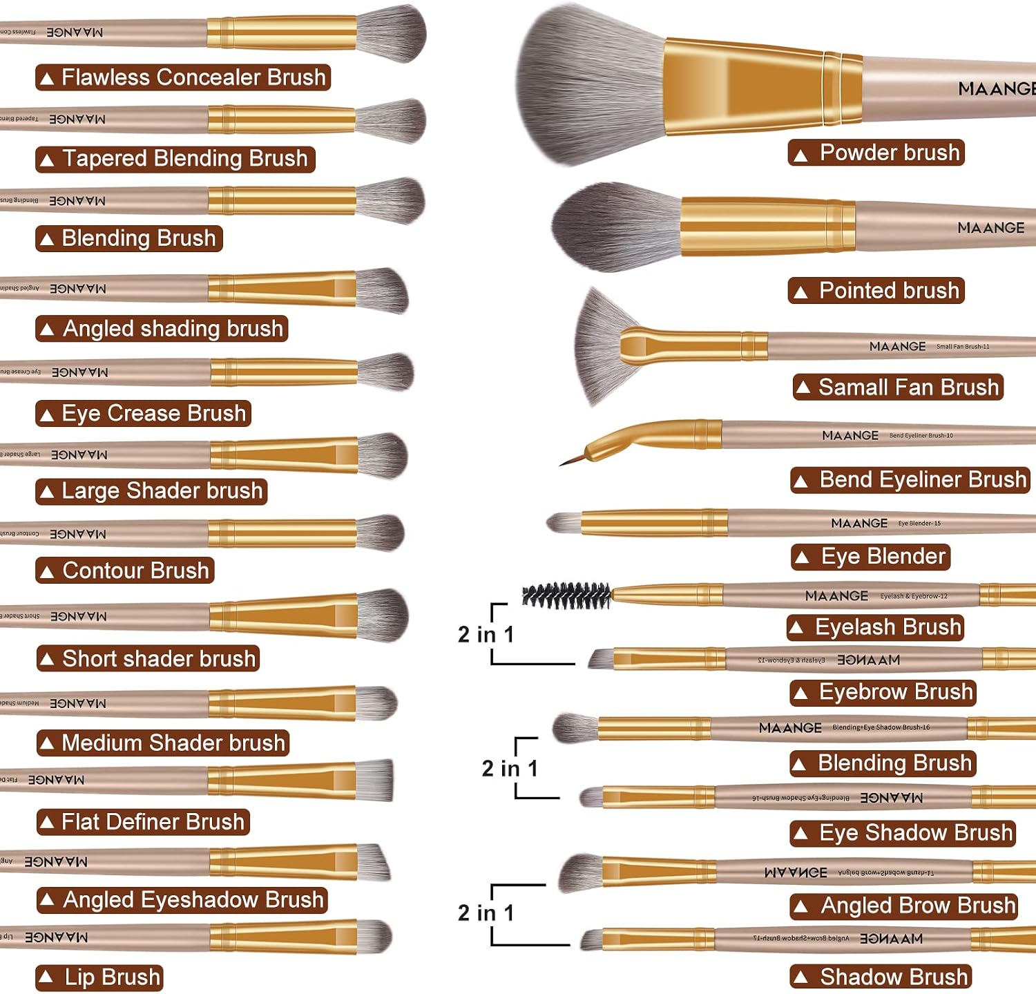 Detalle 2 de MAANGE Makeup Brush Set, 20-piece