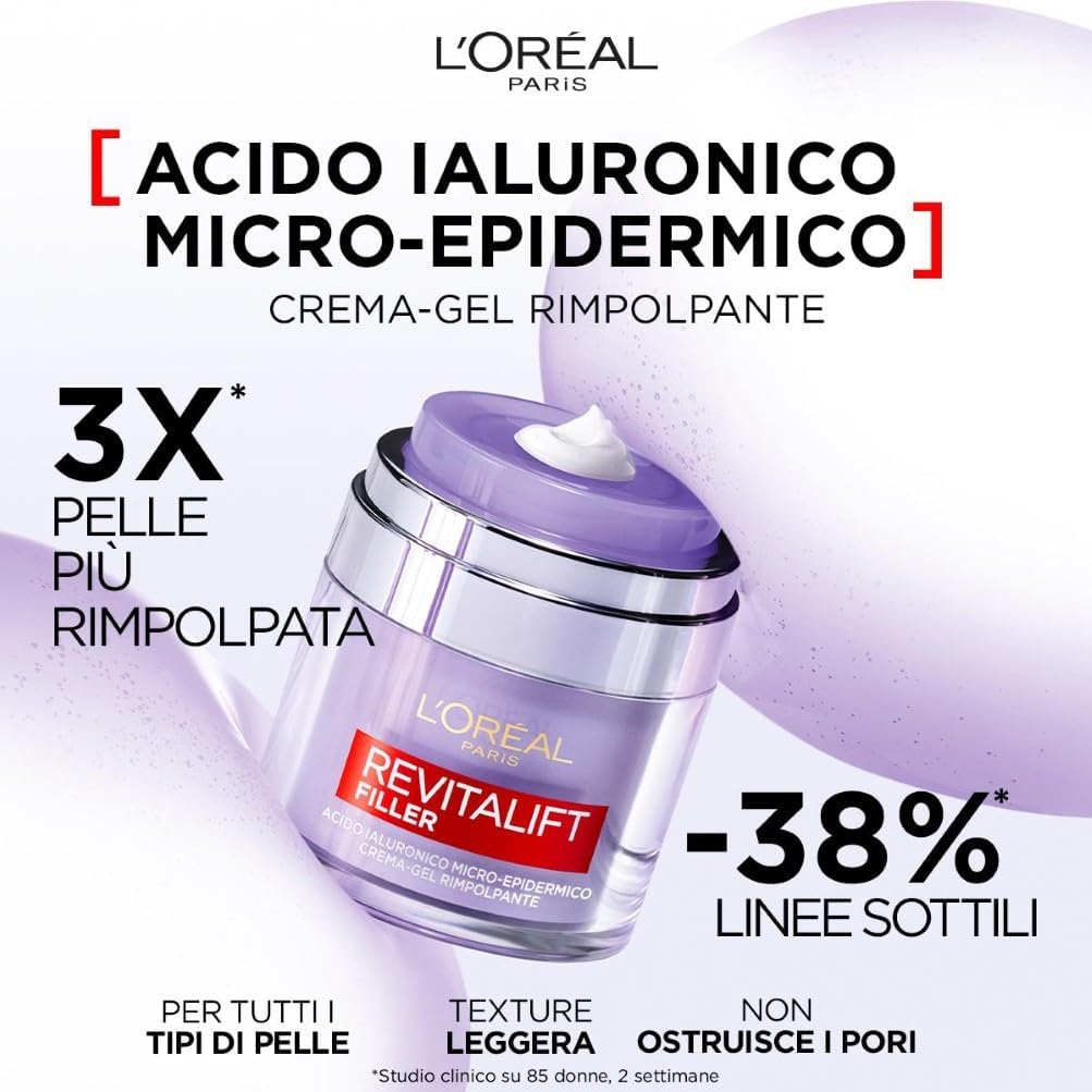 Detalle 2 de L'Oréal Paris Revitalift Filler Crema-Gel Rimpolpante all'Acido Ialuronico Micro-Epidermico 50 ml