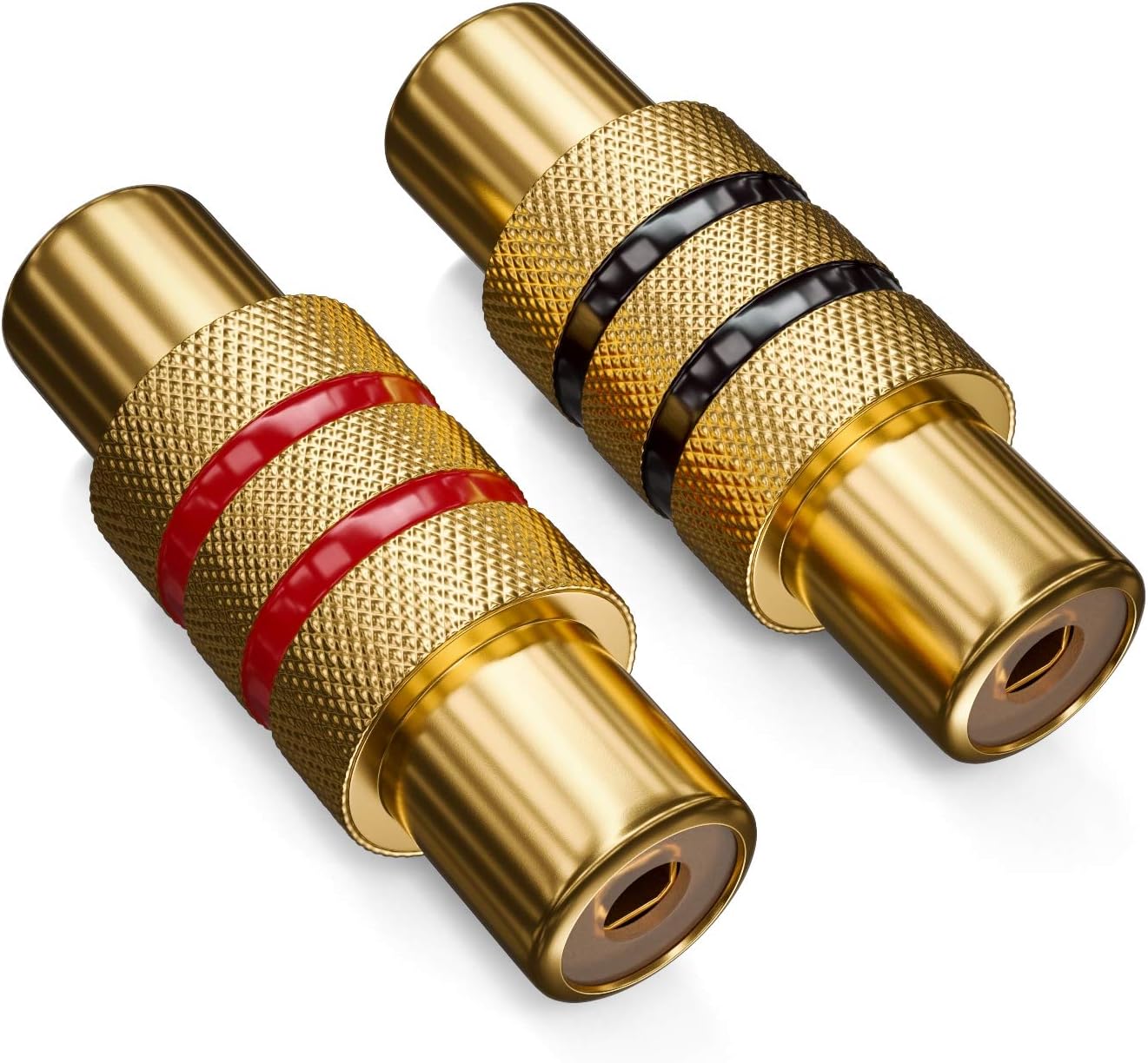 deleyCON 2er RCA Kupplung Set – 2 Stück, Schwarz & Rot, Buchse-Buchse