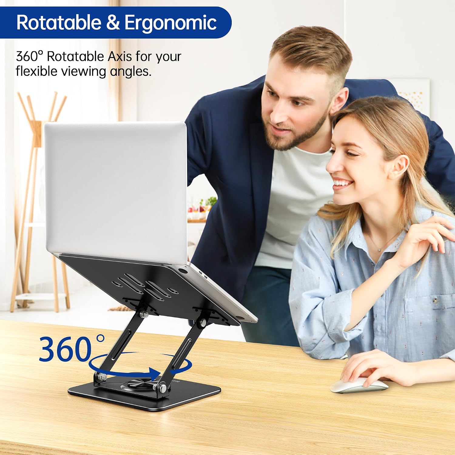 Detalle de BESIGN LS11-Black Laptop Stand, 360° Swivel, Adjustable and Foldable