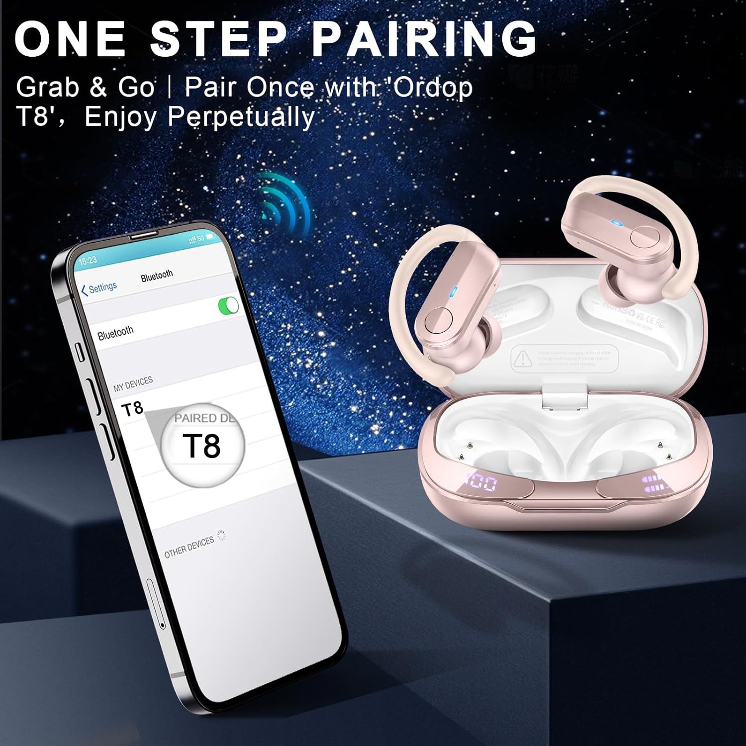 Thumbnail 6 de Ordtop Bluetooth 5.4 Sport-Kopfhörer mit In-Ear-Design, 70H Laufzeit, 4 Noise-Cancelling-Mics (IPX8)