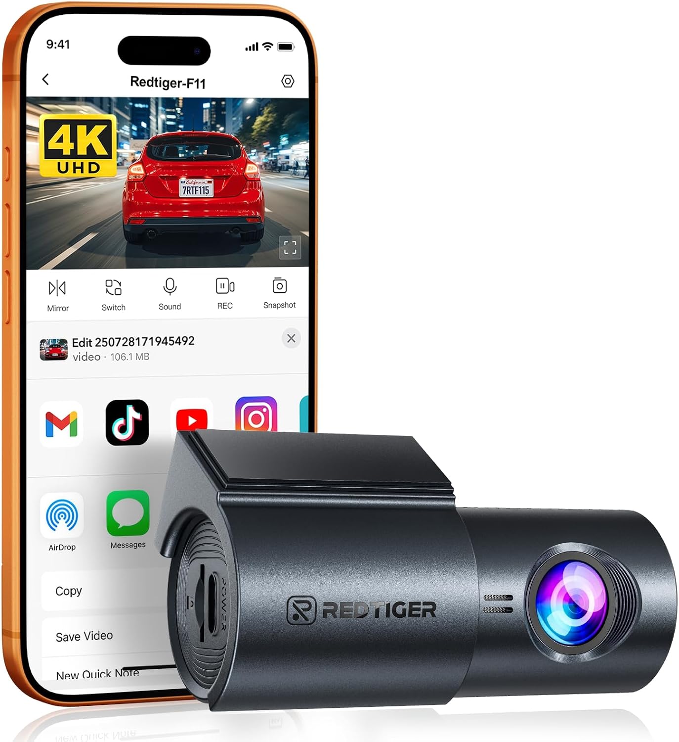 Detalle de REDTIGER 4K dash cam