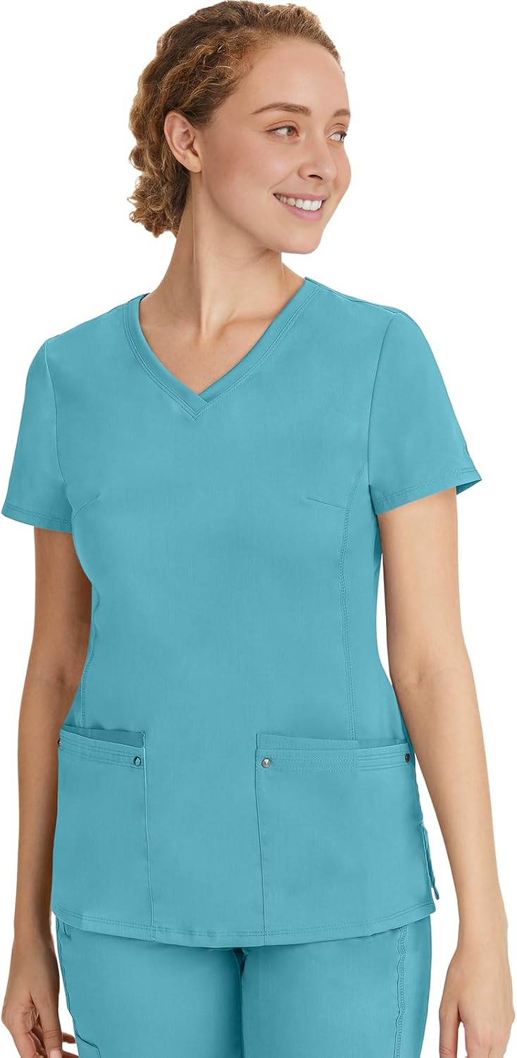 Thumbnail 3 de Healing Hands Women's Scrub Top V-Neck with 2 Pockets, 2-Way Stretch, and Yoga Knit Side Panels for Slim Fit - 2245