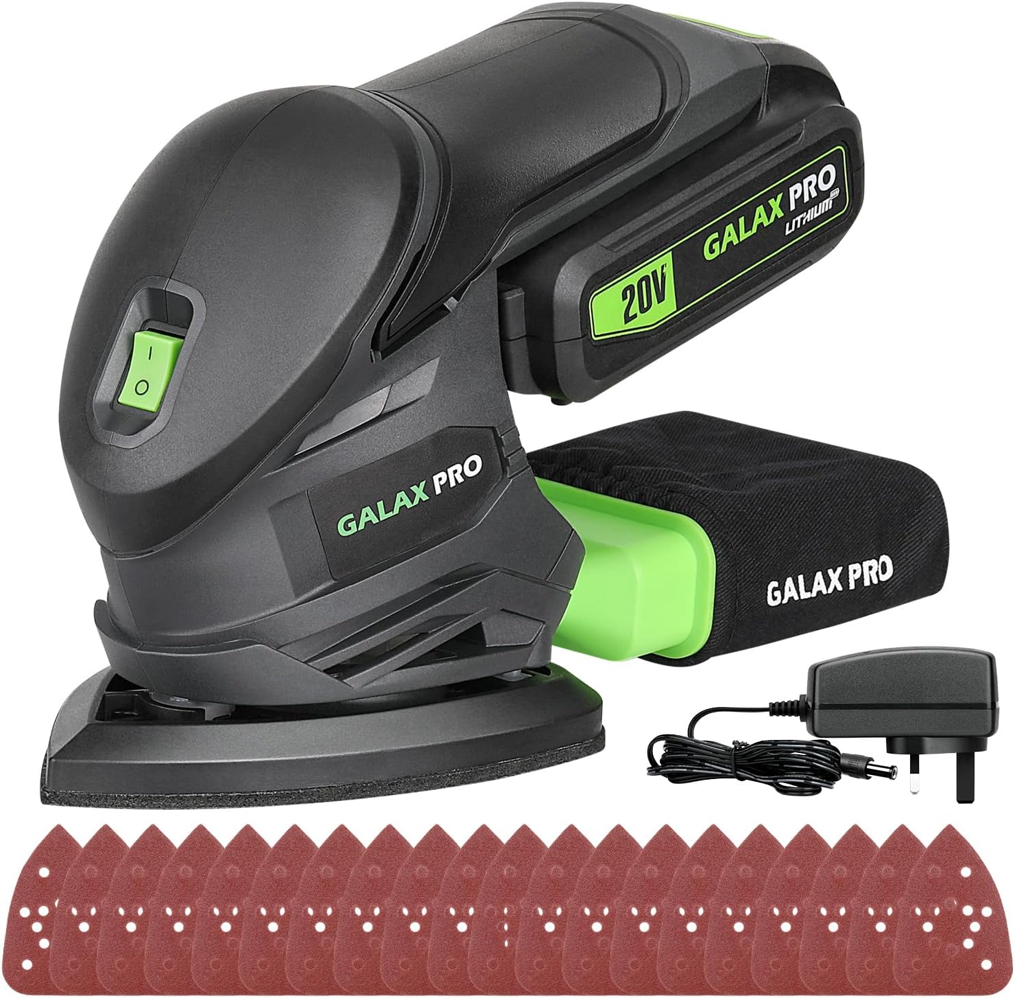 GALAX PRO Cordless Sander 20V: Compact Detail Sander with Dust System and 20 Pcs Sandpapers