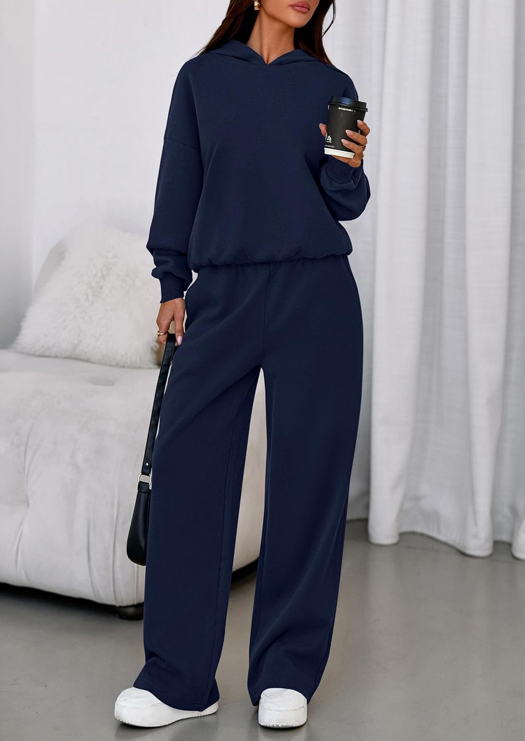 Thumbnail 4 de PRETTYGARDEN Women’s 2-Piece Sweatsuit Set (Hoodie + Wide-Leg Sweatpants) for Winter Casual Wear