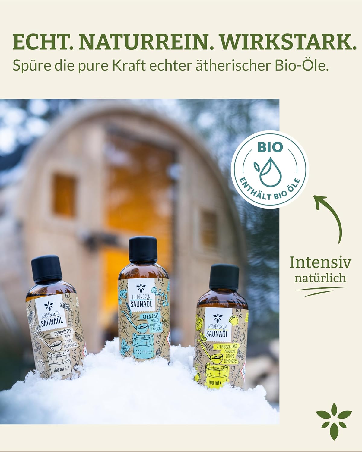 Thumbnail 1 de Heldengrün® BIO Saunaaufguss Set – 3er Duftmix mit ätherischen Bio-Ölen für bis zu 60 Anwendungen