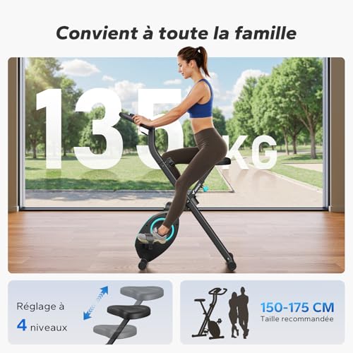 Thumbnail 6 de MERACH Vélo d’Appartement Pliable – Écran LCD, 16 niveaux, confort et gain de place