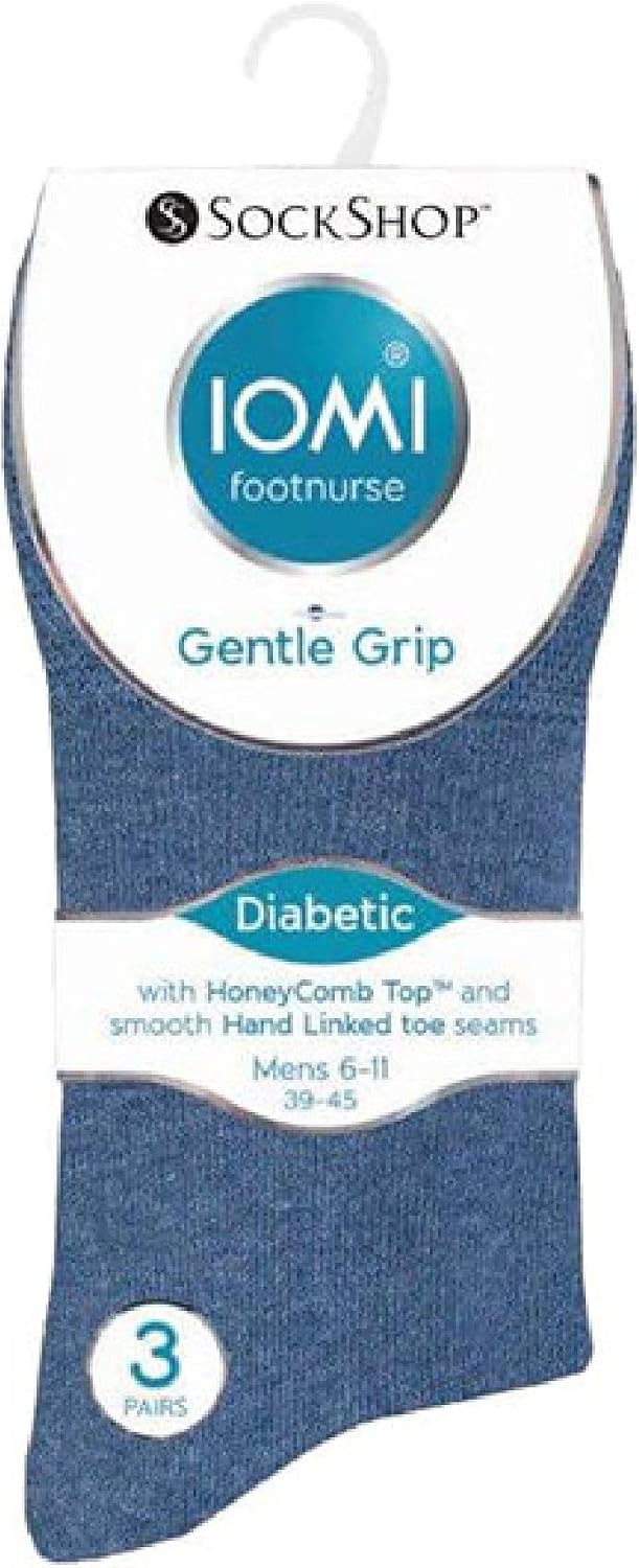 Detalle 2 de IOMI Footnurse Mens 6 Pairs Cotton Non-Elastic Diabetic Socks with Honeycomb Top