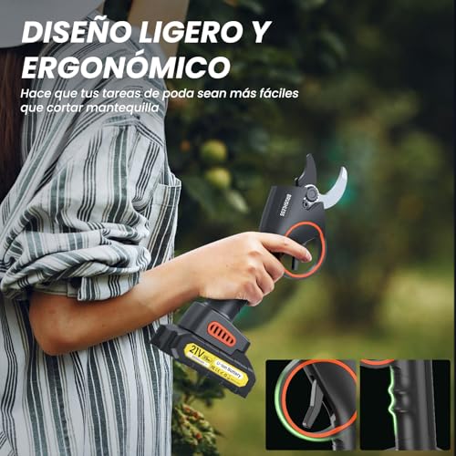 Detalle de Tijeras de Podar Eléctricas MuatCtarom 33–35 mm: potencia, autonomía y precisión para poda profesional
