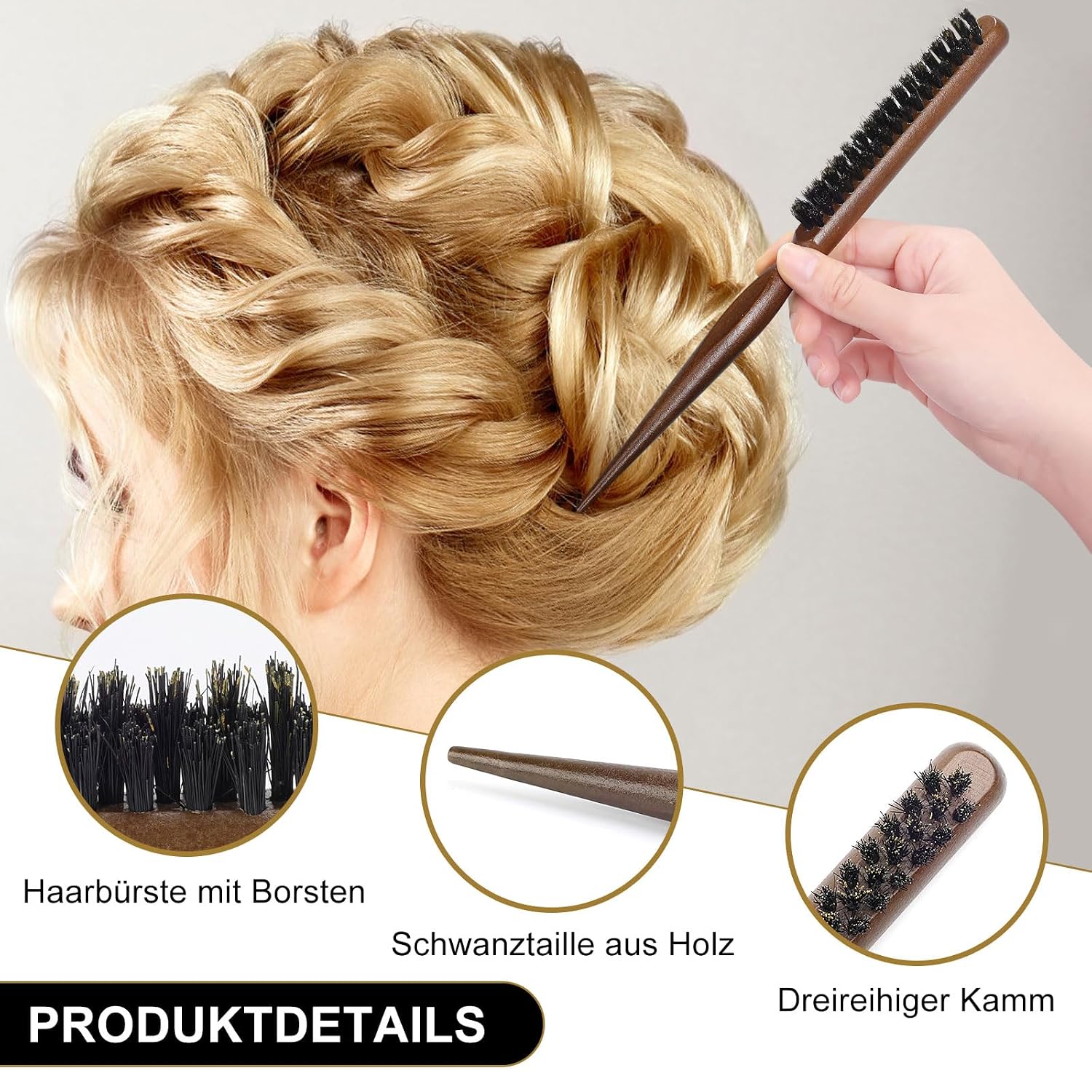 Detalle de AISEELY Sleek Bun Bürste 2er Wildborste 💇