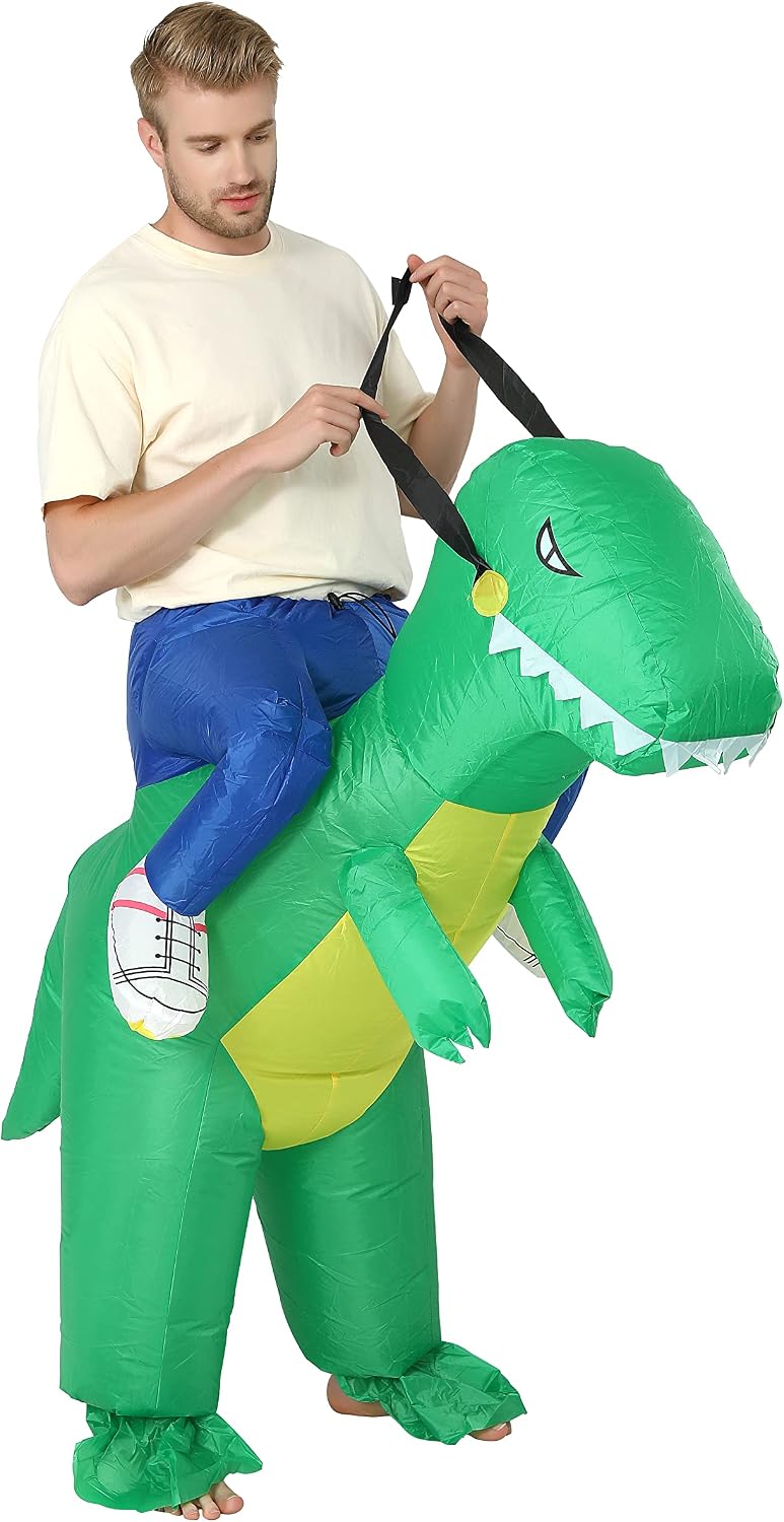 Thumbnail 6 de FXICH RD-GA opblaasbaar dinosauruskostuum voor volwassenen, groen