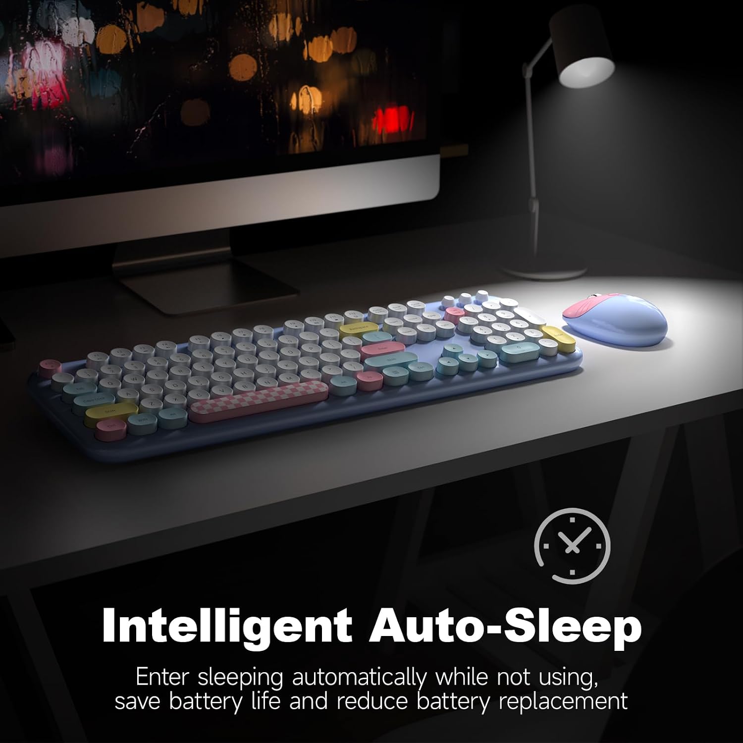 Detalle 2 de MOWUX Full Size Retro Wireless Keyboard and Mouse