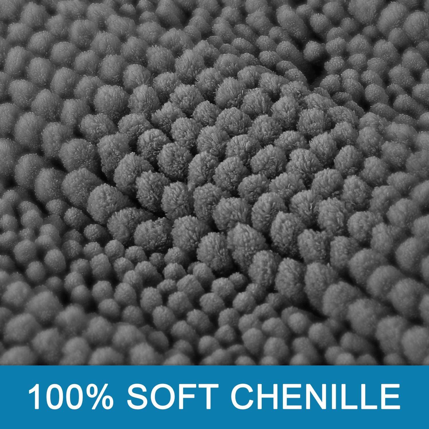 Detalle de H.VERSAILTEX Grey Chenille Bath Mat Set