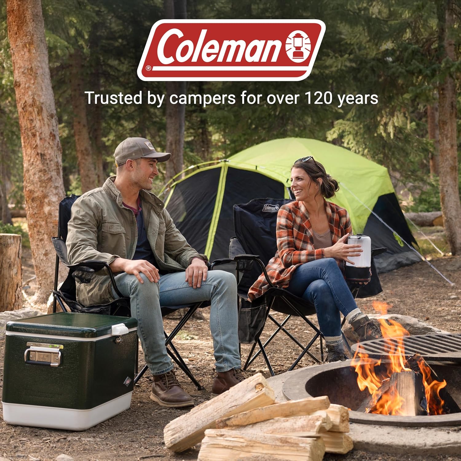Thumbnail 1 de Coleman Portable Camping Chair with 4-Can Cooler, Cushioned Seat & Back