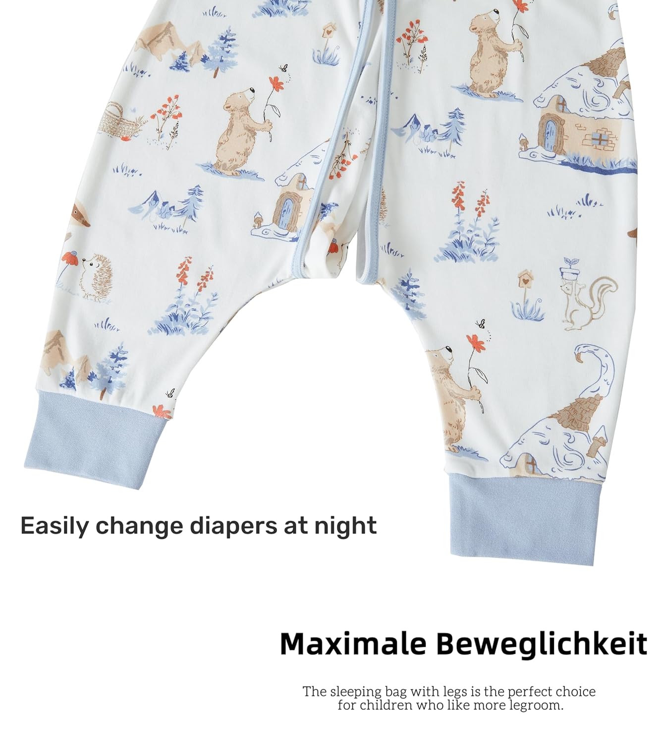 Thumbnail 5 de Chilsuessy 2er Pack Baby-Schlafsack Sommer mit Füßen 0,5 Tog aus 100% Baumwolle (100 cm) – Blau Tiere + Heißluftballon