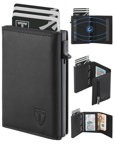 Detalle de TEEHON Cartera Hombre de Cuero con Cierre Magnético y Protección RFID