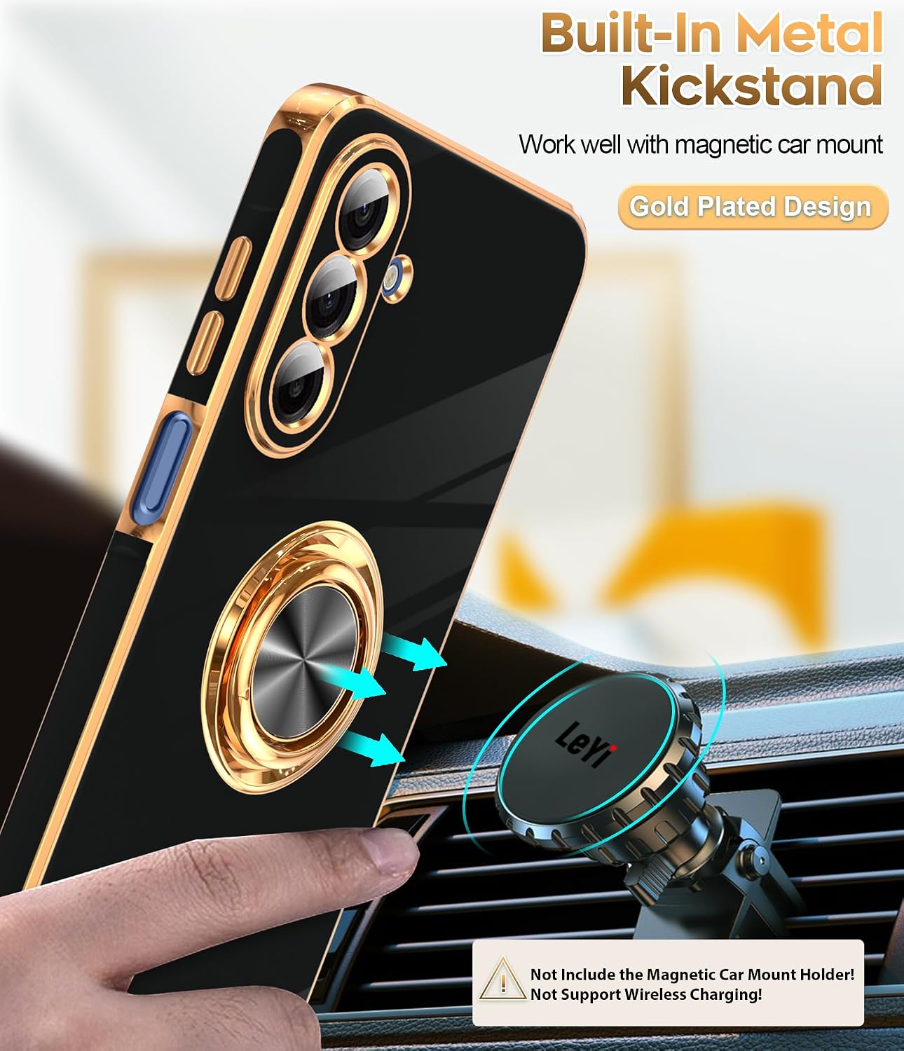 Thumbnail 5 de LeYi Galaxy A17 5G Phone Case (2-Pack Tempered Glass) with 360° Rotatable Ring Holder Magnetic Kickstand