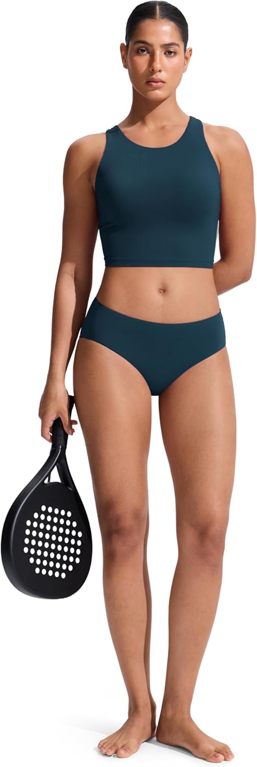 Thumbnail 3 de CRZ YOGA Damen Racerback Swim Top – schnelltrocknend, gepolstert, mit hohem Ausschnitt
