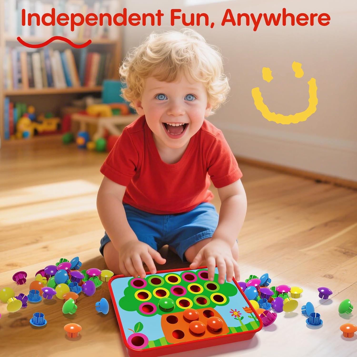 Thumbnail 6 de AMOSTING Steckspiel ab 2 Jahren – Kinderspiel zum Farbenlernen mit 20 Bildvorlagen