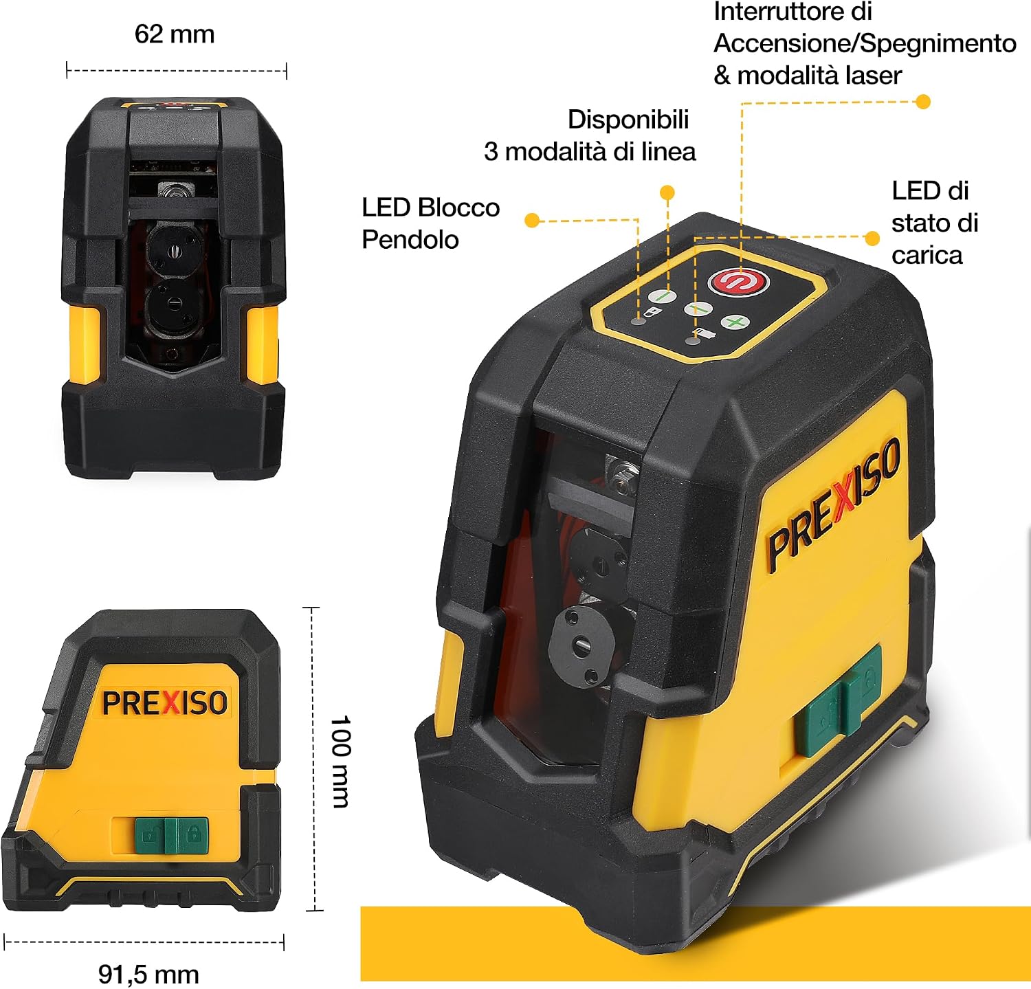 Thumbnail 4 de PREXISO Laser a Linee: Livella Laser Autolivellante con Tre Modalità e Supporto Magnetico