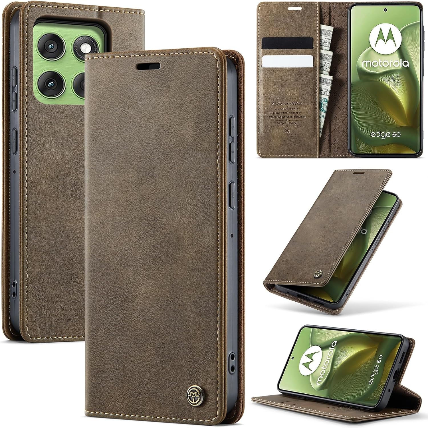 Detalle de Cracedily Handyhülle für Motorola Edge 60 Fusion / Edge 60 – Premium Klapphülle mit RFID-Schutz