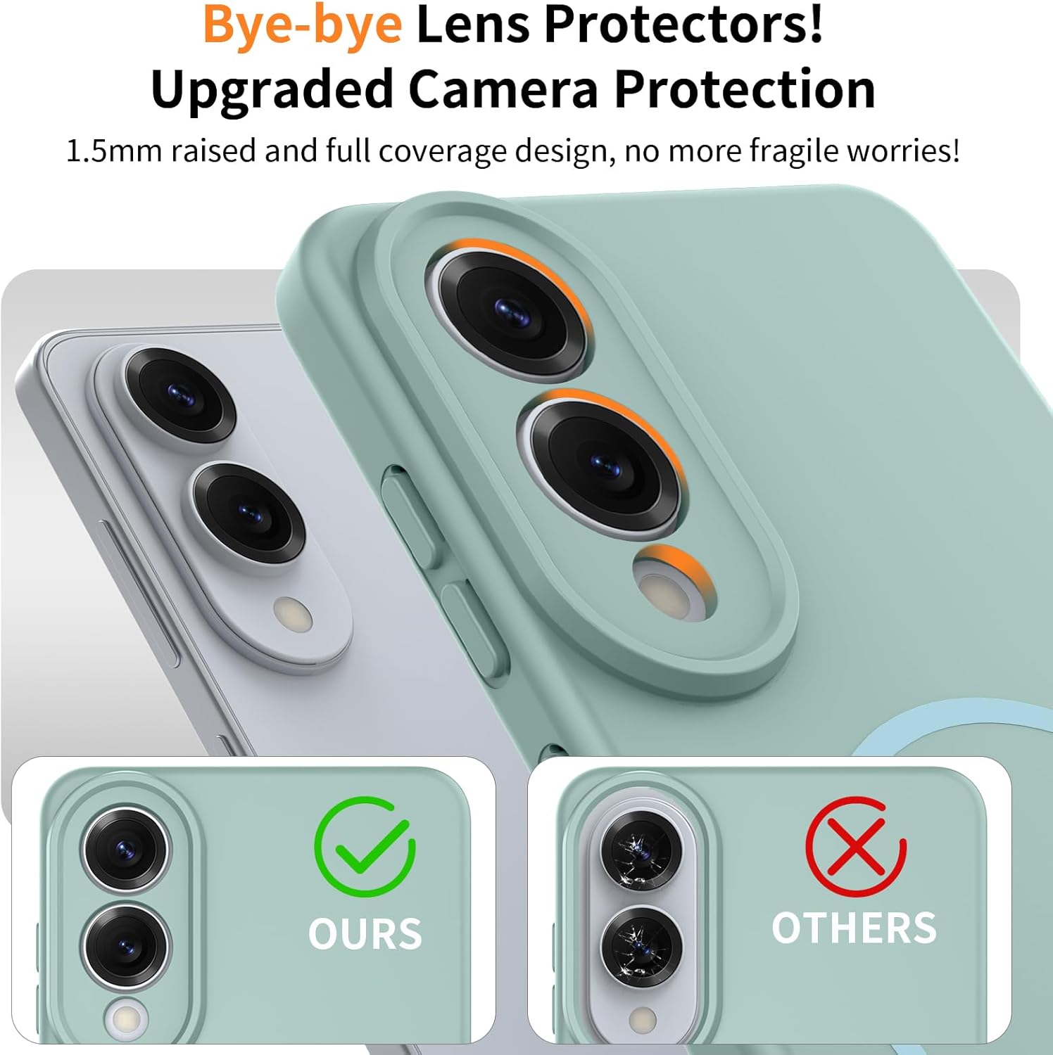Detalle de YIBAMI Magnetic Case for Samsung Galaxy S25 Edge with MagSafe – Soft Silicone, Anti-Slip Grip & Drop Protection