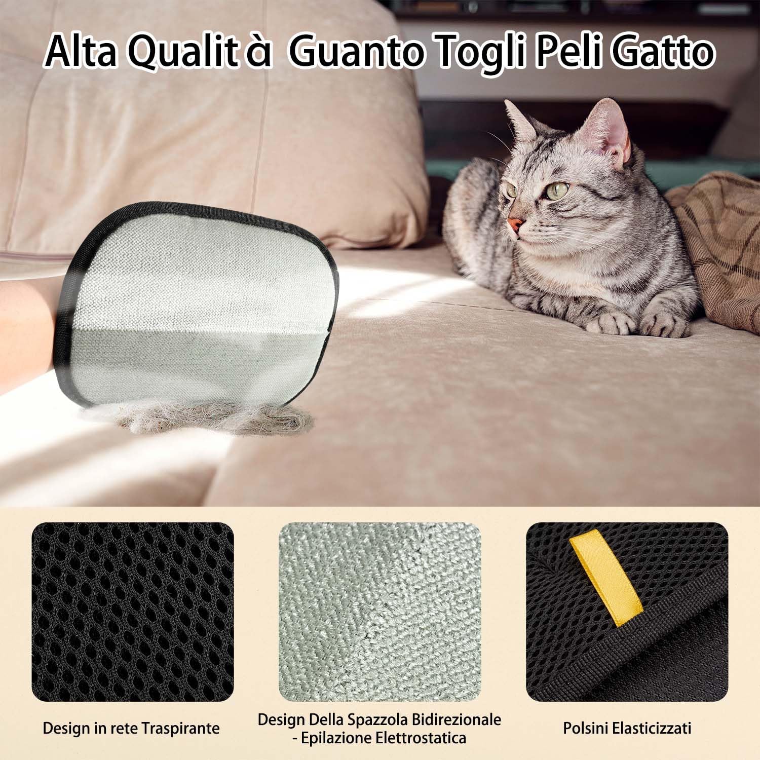 Detalle 2 de Kunoli 2 Guanti toelettatura animali 🐾