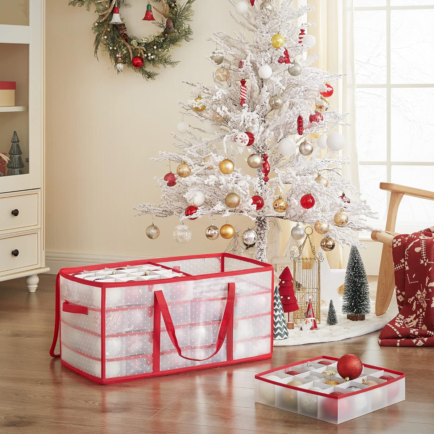 Detalle 2 de SONGMICS RFB029T01 contenitore per palline di Natale 128 posti