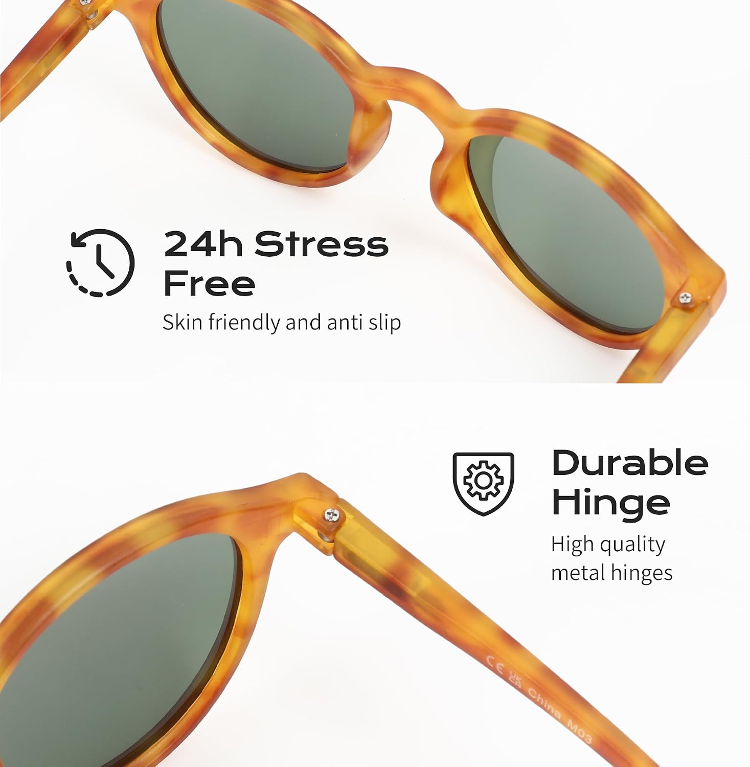 Detalle 2 de ZENOTTIC Sonnenbrille Polarisiert Rund Retro – UV 400 Schutz, Vintage Rahmen für Damen und Herren