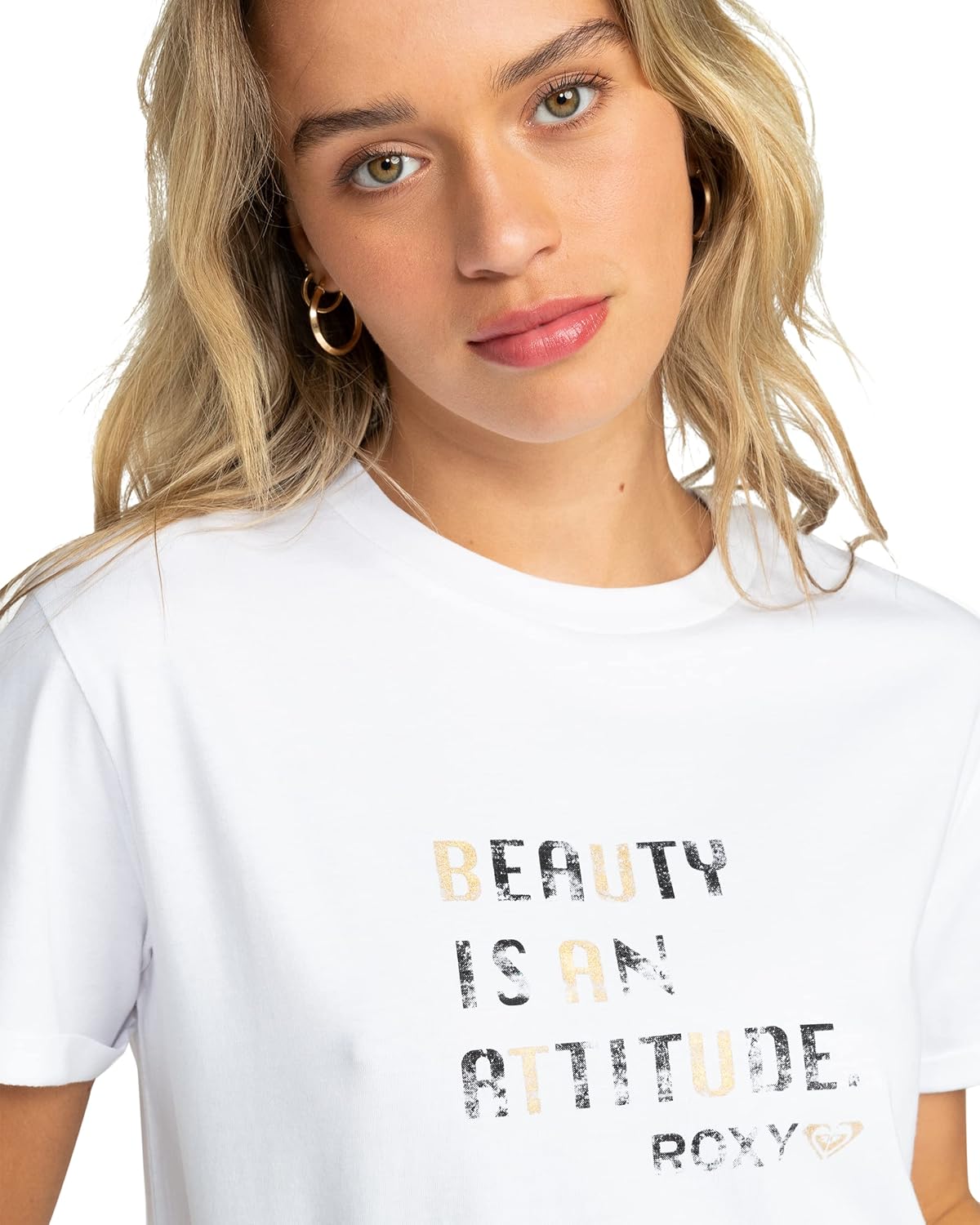 Detalle de Roxy Sparkle Evening Attitude T-Shirt Femme – Tee coton regular à manches roulotées