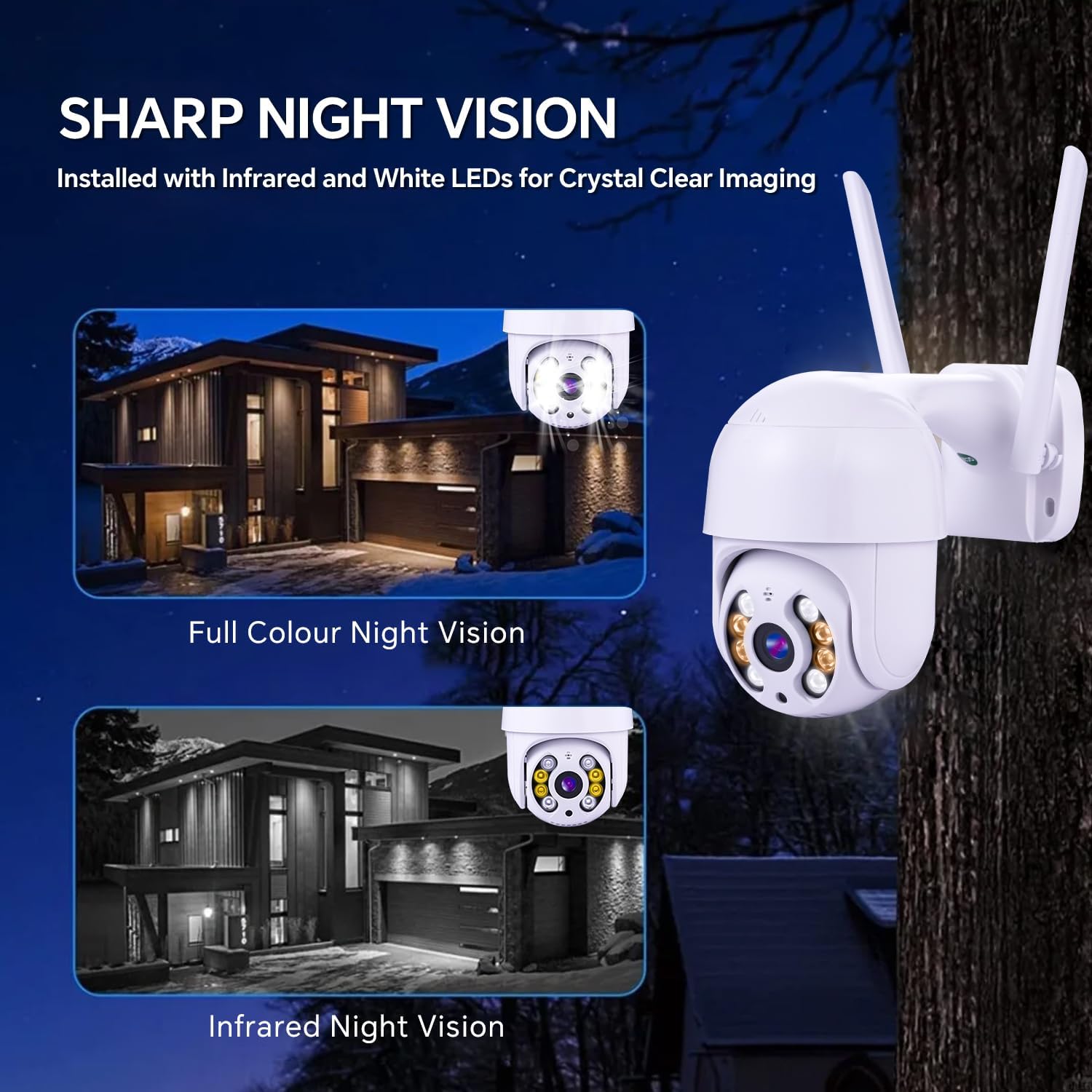 Thumbnail 4 de New Flash 3MP WiFi Security Camera Outdoor with Pan-Tilt 360° view, colour night vision and 2-way audio