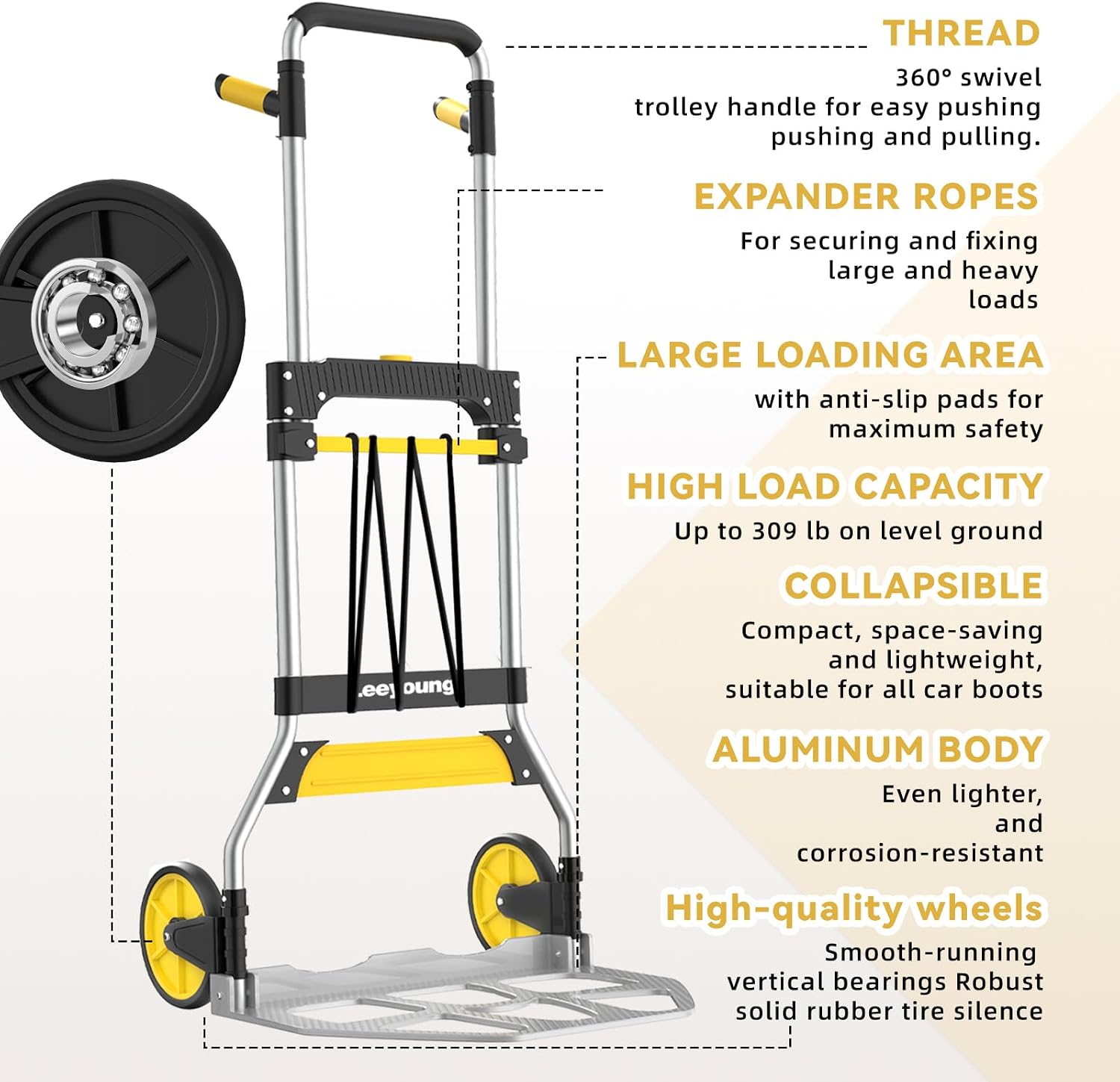 Thumbnail 5 de Leeyoung Folding Hand Truck, 309 lb Capacity