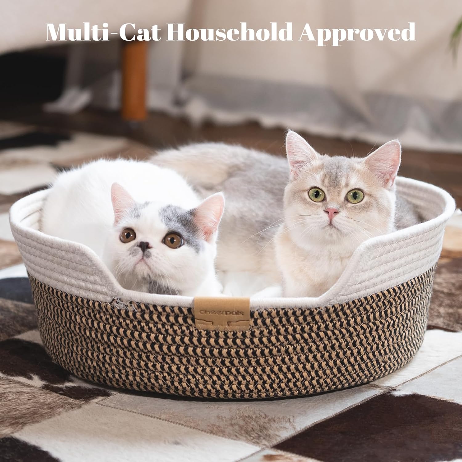Detalle de CheerPals Cat Bed with Cushion (47 cm) – Cotton Rope Basket for All-Season Comfort