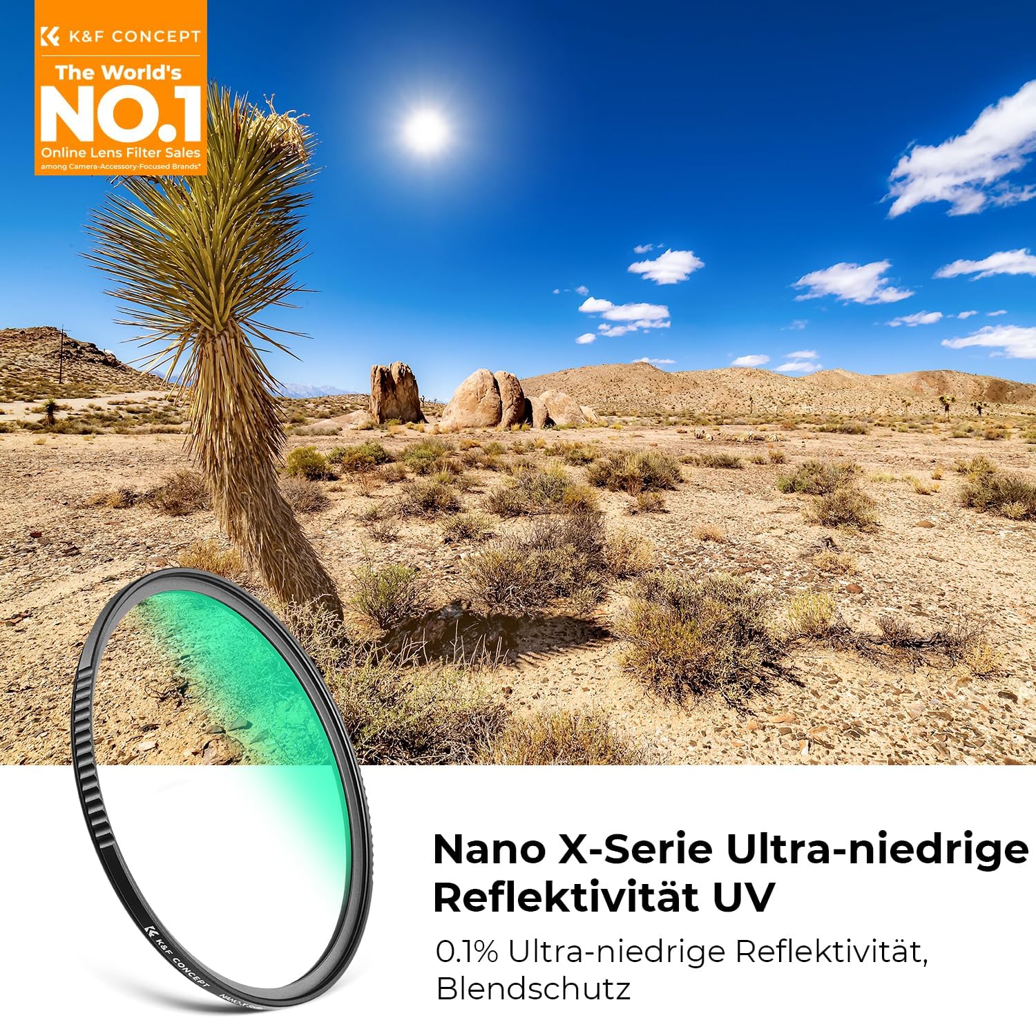 Detalle 2 de K&F CONCEPT Ultra-niedrige Reflexion UV Filter 62mm