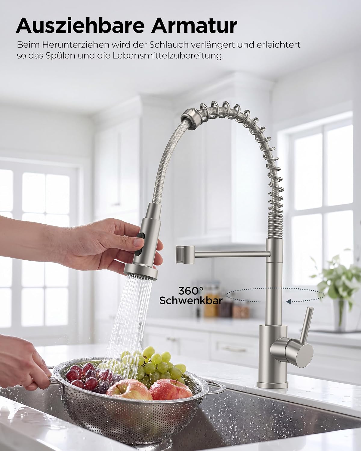 Detalle 2 de FORIOUS Wasserhahn Küche Hoher Bogen 360°