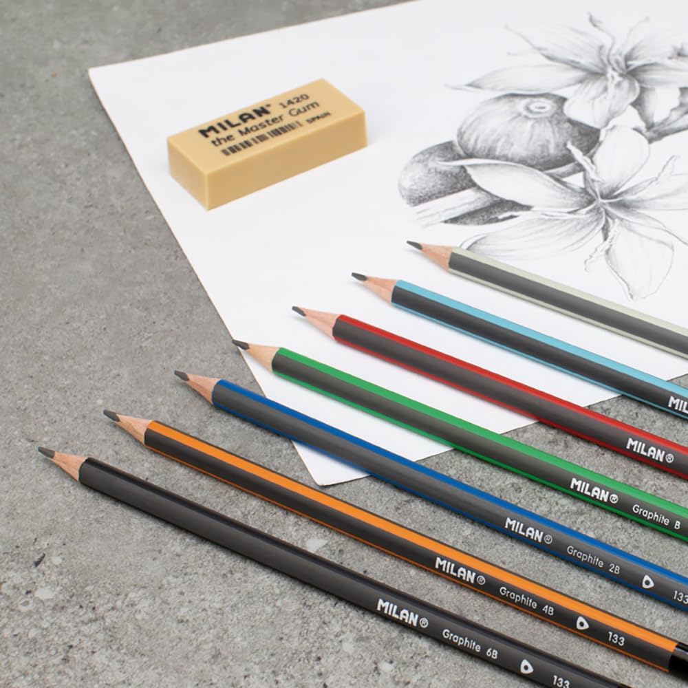 Thumbnail 4 de MILAN Lot de 7 crayons graphite 2H HB B 2B 4B 6B