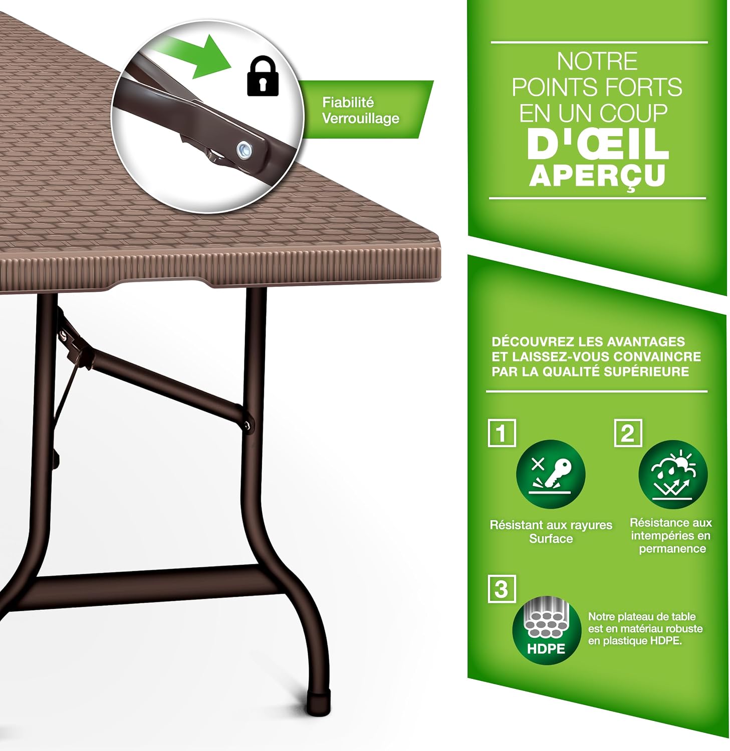 Detalle 2 de Tillvex Table de jardin 180x75 cm pliable