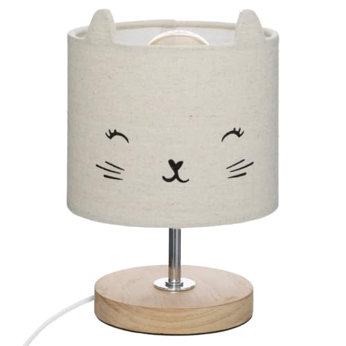Detalle de Atmosphera Lampe à Poser Enfant Chat – Beige, D 15 x H 23 cm